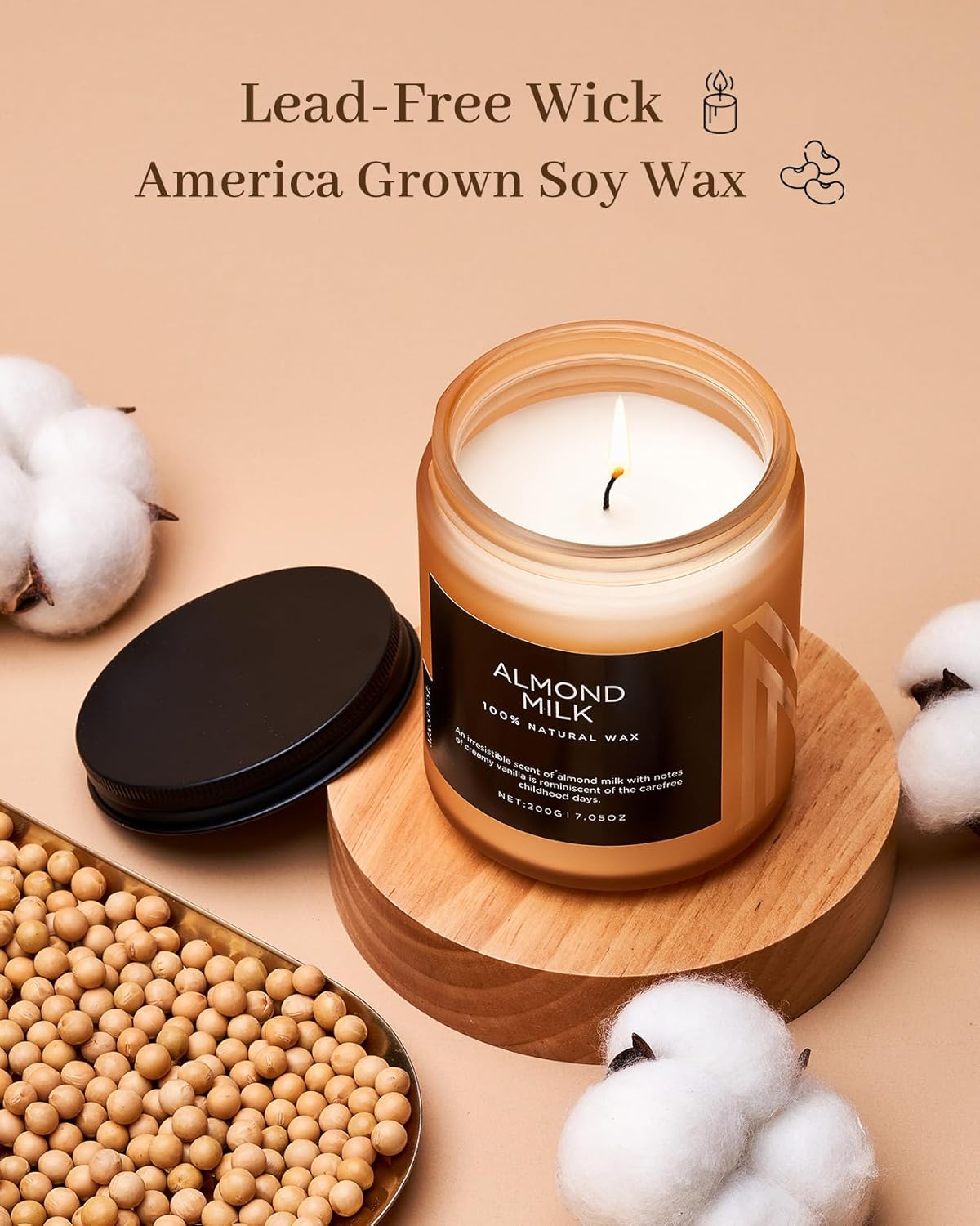 M&SENSE Creamy Vanilla Scented Candle, Clean Non Toxic for Women Teacher Friends, 7.05oz 50 Hours Bunr Time for Holiday Gifts, Single Wick Soy Wax Clean Candle Home Sweet for Housewarming