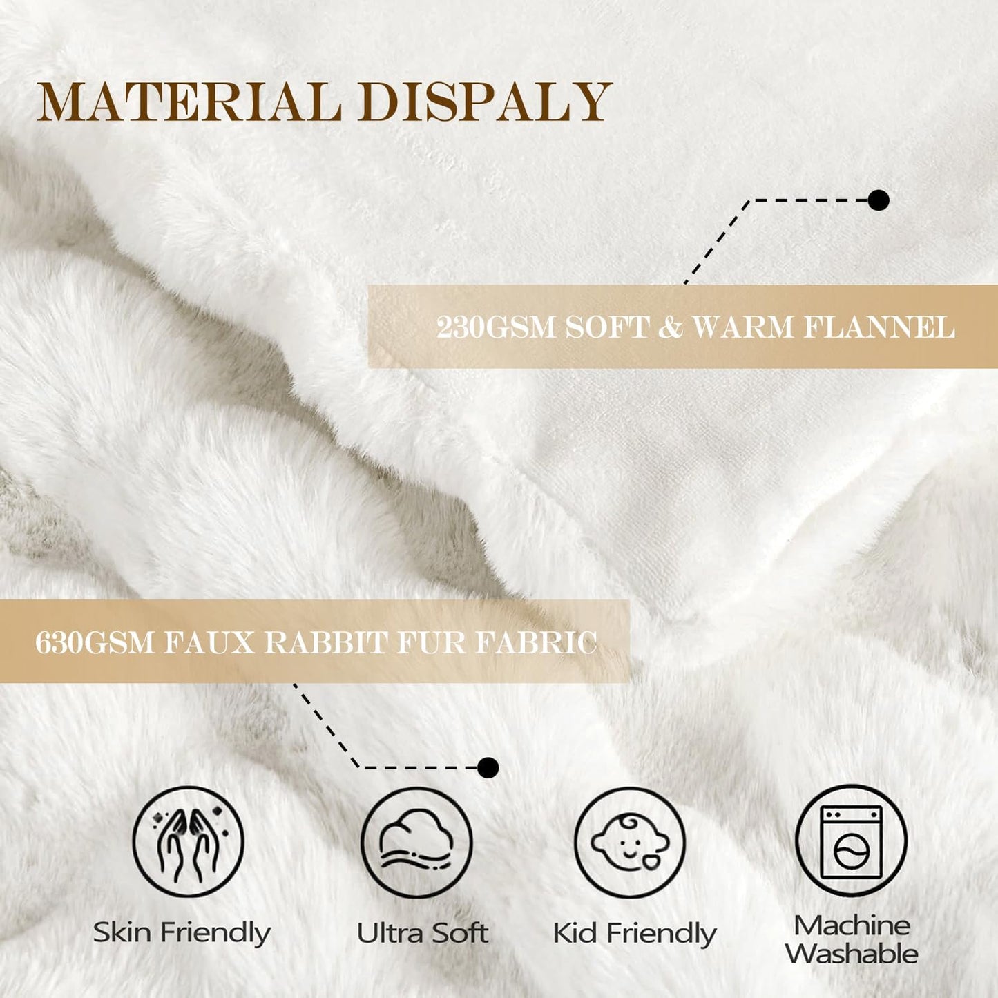 Latepis White Faux Fur Queen Blanket Cozy Bubble Soft Fuzzy Thick Living Room Blankets for Bed Sofa Bedroom Plush Fluffy Warm Blankets for All Seasons Luxury Throw Blanket 90x90 Inch, 860gsm