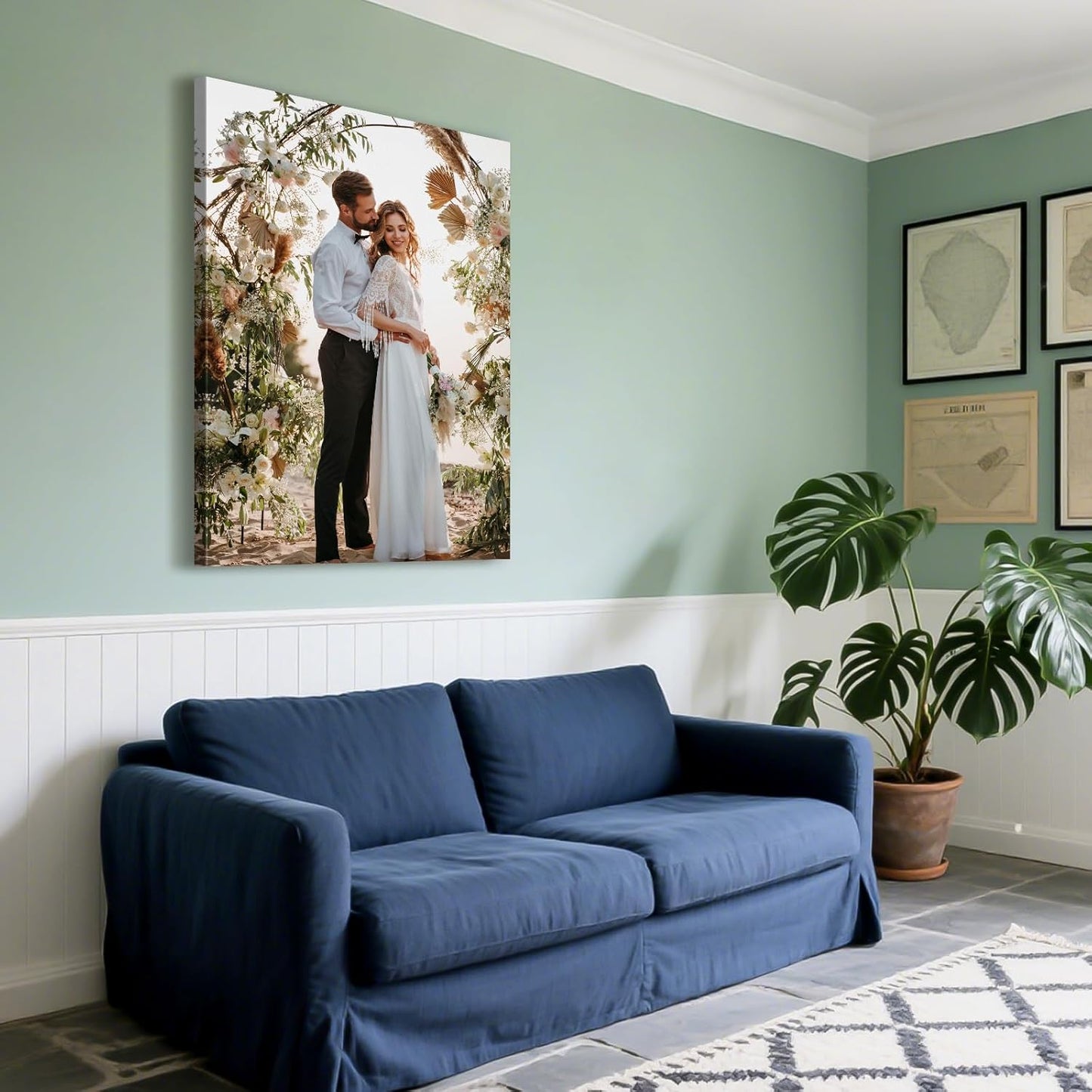 Custom Canvas Prints with Your Photos - Personalized Pictures Print, Customized Photo Gifts, Wall Art Poster Canvas Printing for Wedding, Family, Baby, Pets, Home Office Decor, Wrapped Frame
