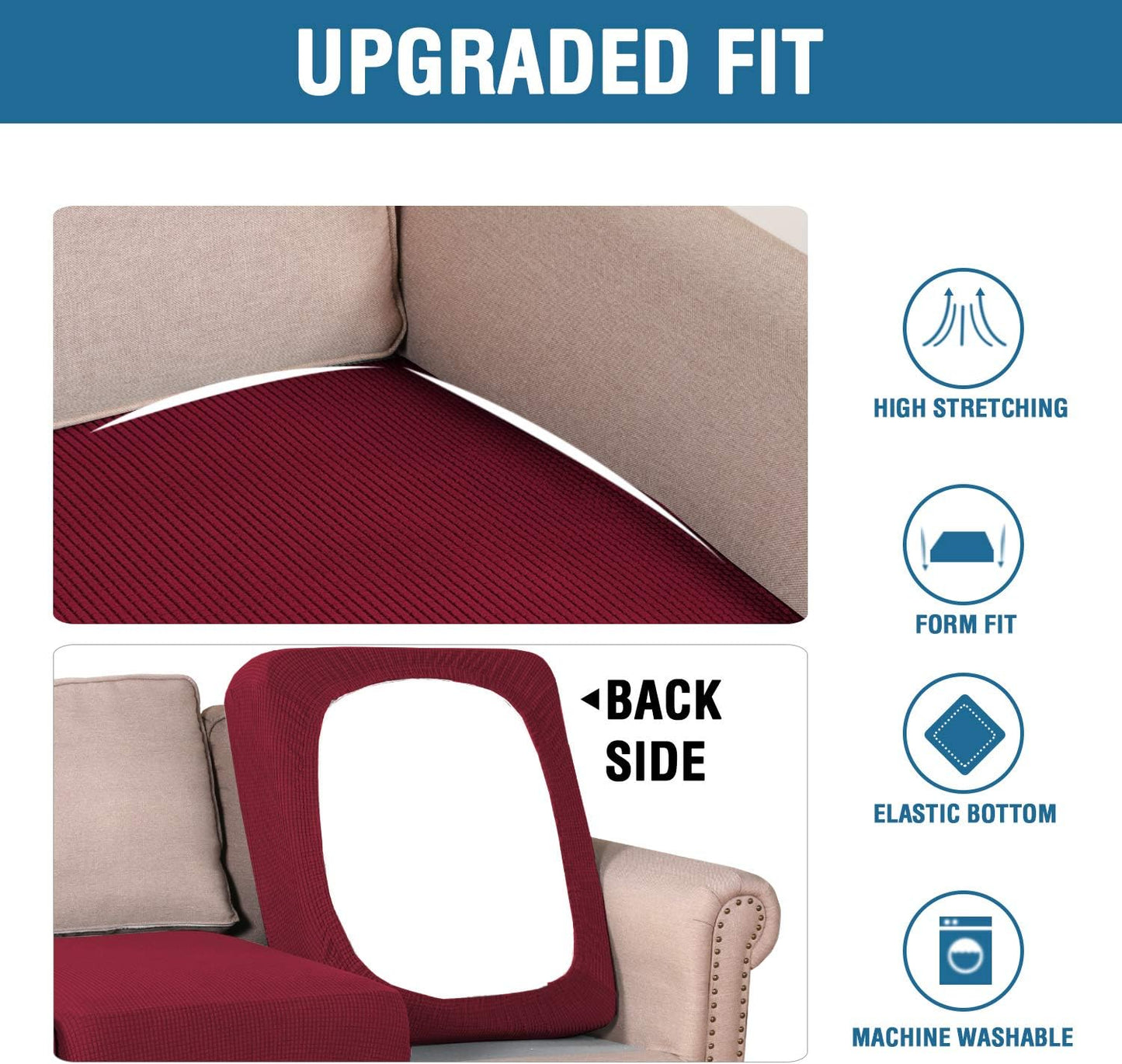 H.VERSAILTEX Super Stretch Stylish Cushions Covers/Furniture Cover Spandex Jacquard Small Checked Pattern Super Soft Slipcover Washable Individual