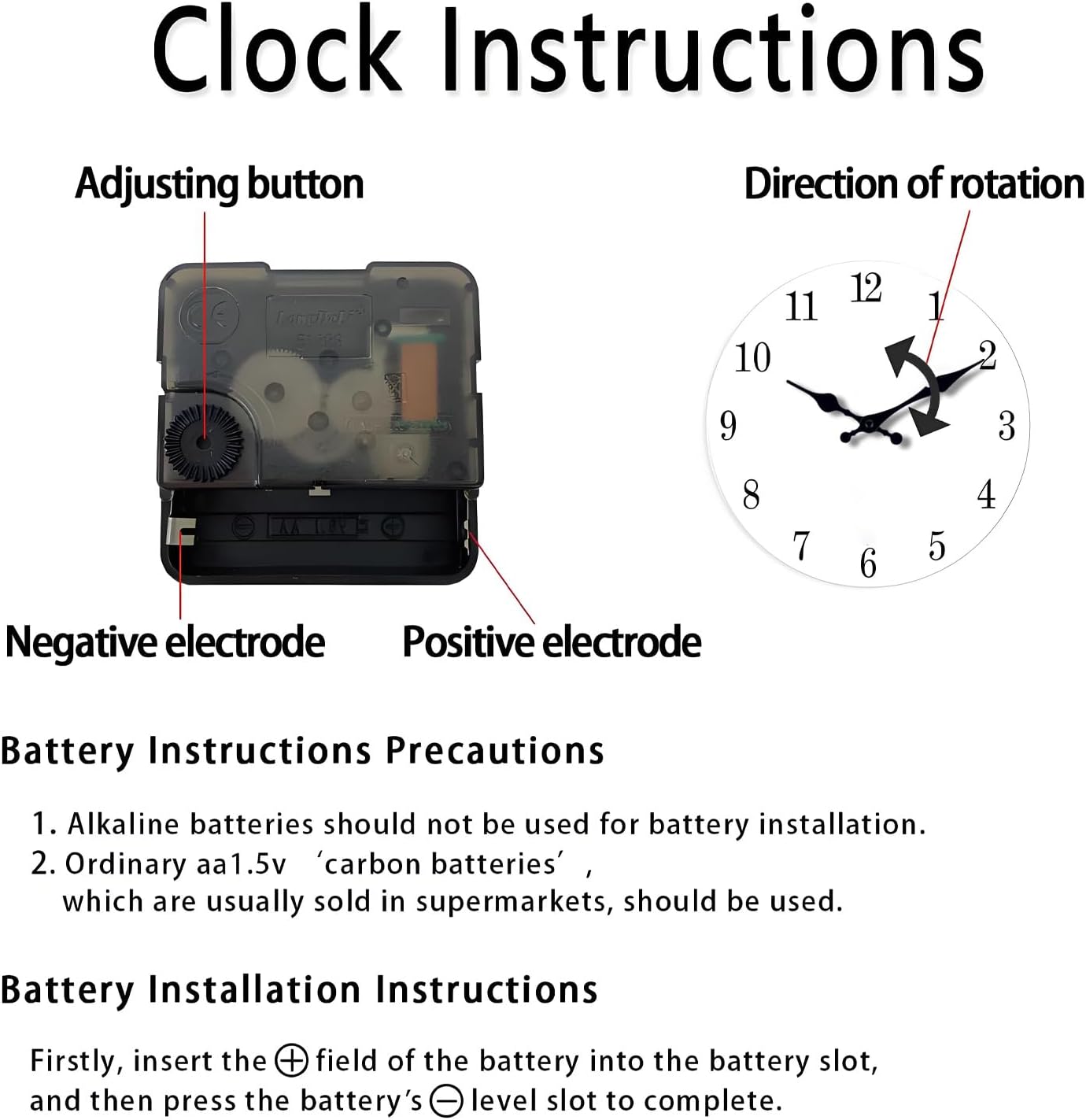 White Small Wall Clocks Battery Operated Marble Analog Clock for Bedroom 12 Inch Round Silent Wall Clock Modern