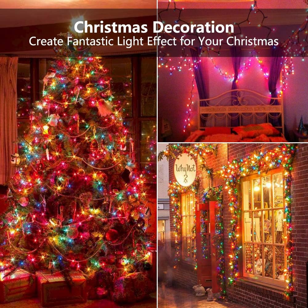 BrizLabs Multicolored Christmas Lights, 69.6ft 300 Count Connectable Christmas Tree Lights, 120V UL Certified Incandescent Light String, Mini Xmas Light for Indoor Xmas Holidays Home Decoration