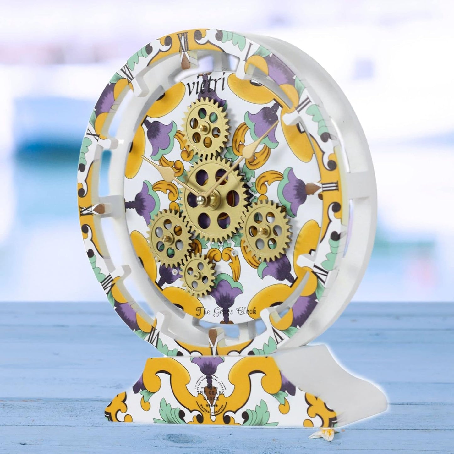 The Gears Clock Wall Clock Italy Collection with Moving Gears (Vietri, 10 inch Round)