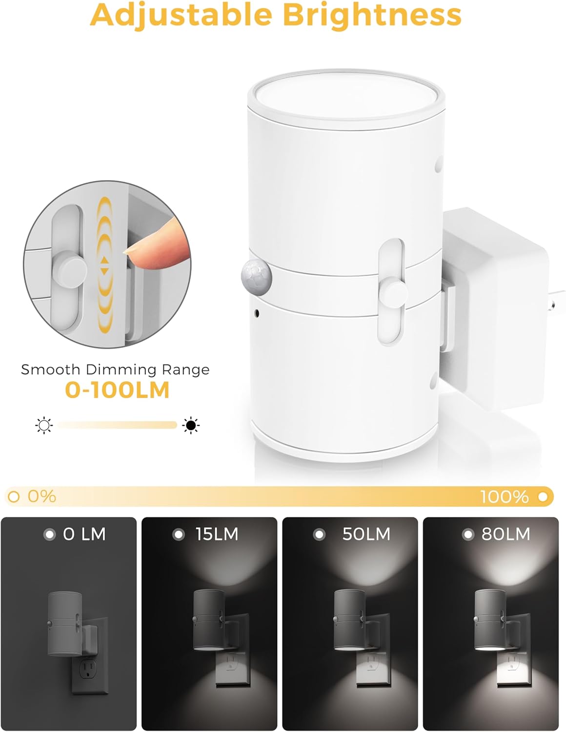 L LOHAS LED Motion Sensor Night Light, [2 Pack] Bright Night Light, 5000K Daylight White, Motion Activated Nightlight, Dimmable 0-100LM, Motion Sensor Light Indoor for Kids Hallway Bathroom Kitchen