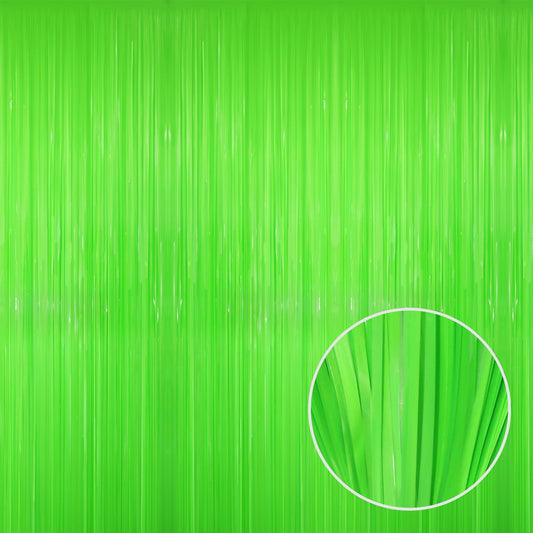 GOER 3.2 ft x 8.2 ft Metallic Tinsel Foil Fringe Curtains Party Photo Backdrop Party Streamers for Birthday,Graduation,New Year Eve Decorations Wedding Decor(5 Packs,Candy Lime Green)