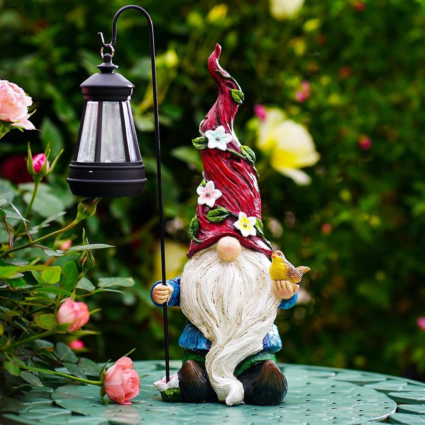 Garden Gnomes Outdoor Statue with Solar Lights,Solar Gnomes Decorations for Yard Outdoor gnome Decorations for Garden, Patio Gnome Gifts for Mom