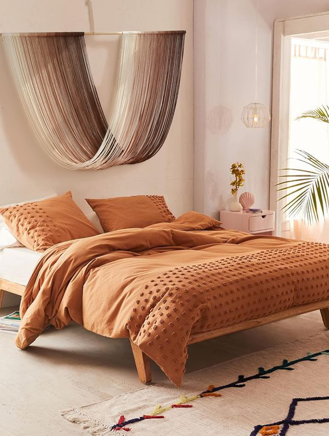 Flber Tie-Dye Macrame Wall Hanging Large Bohemian Yarn Tapestry Wall Décor,59" Wx 35" L