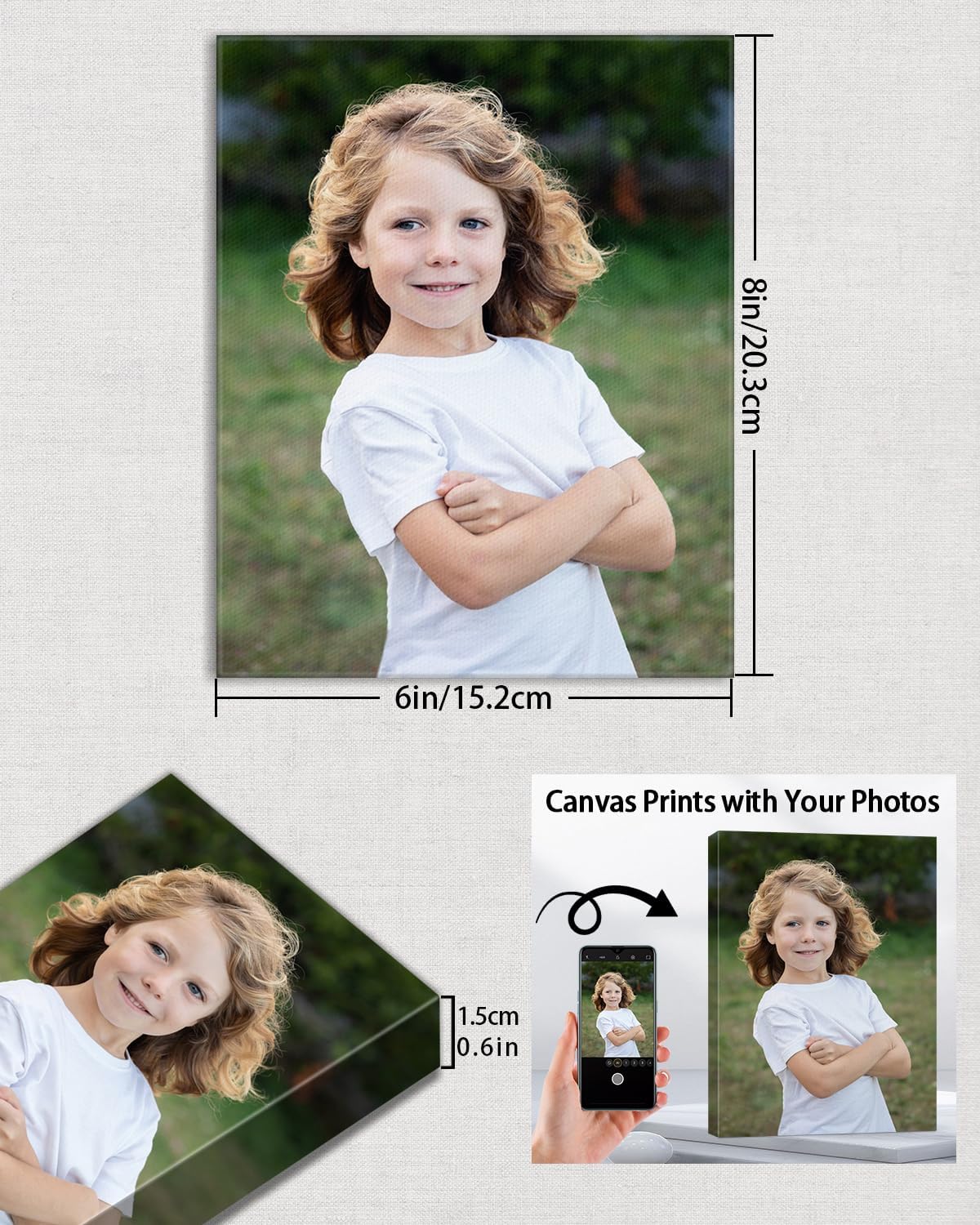 AbcCustomize Canvas Prints with Your Photos, Custom Canvas for Living Room and Bedroom Decor, Personalized gifts for Friends Lover and Family, Canvas Wall Art for Gifts & Keepsakes, Ready to Hang