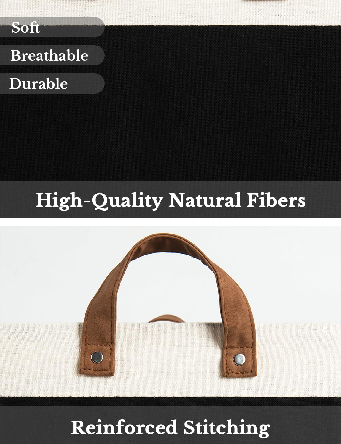 StorageWorks Storage Bins, Fabric Storage Bins for Shelves, Extra Large Storage Baskets with Metal Frame, Closet Baskets and Bins with Handles, Jumbo, Black and White, 2-Pack