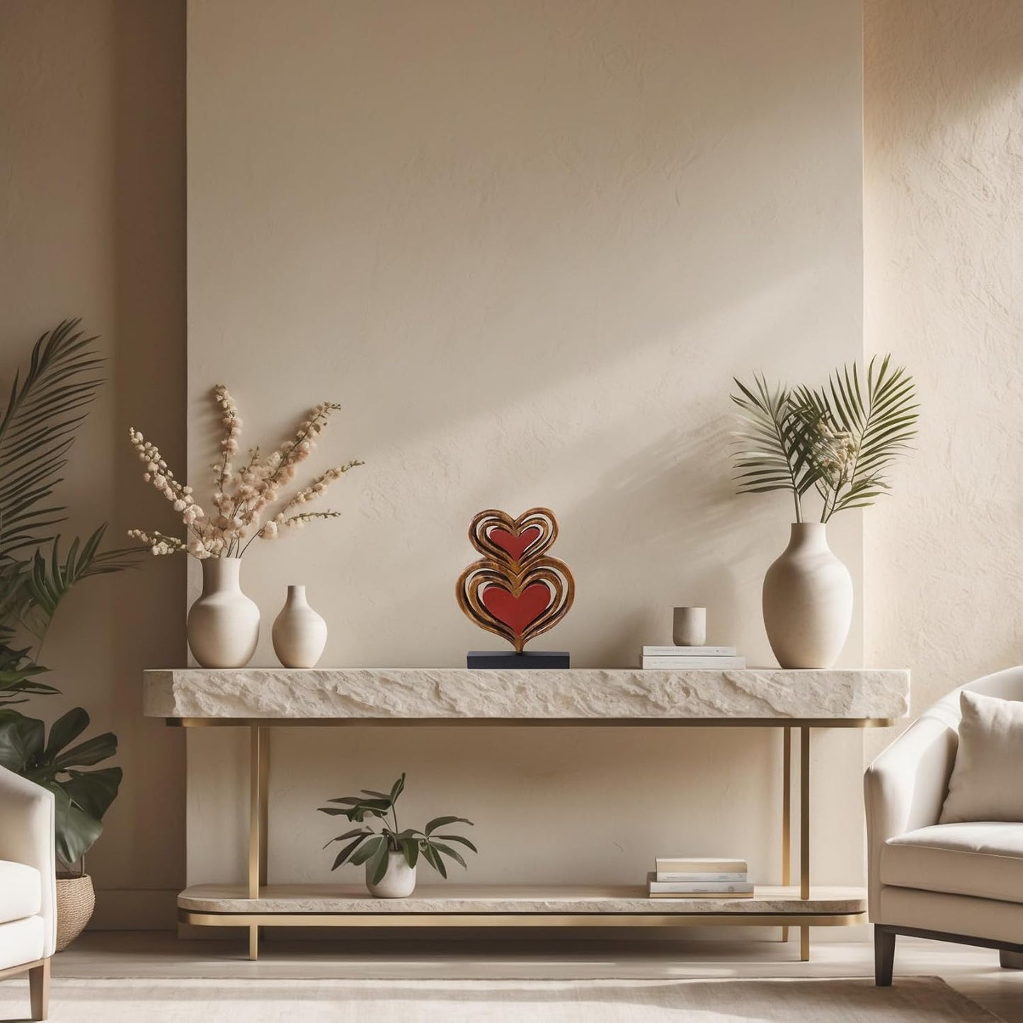 Decozen Gifts for Mom - Wooden Heart Sculpture - Mother's Day Birthday Gifts, Home, Office, Living Room, Shelf, Fireplace, Farmhouse, Tabletop, Boho and Mantle Decor - Mothers Day Decorations