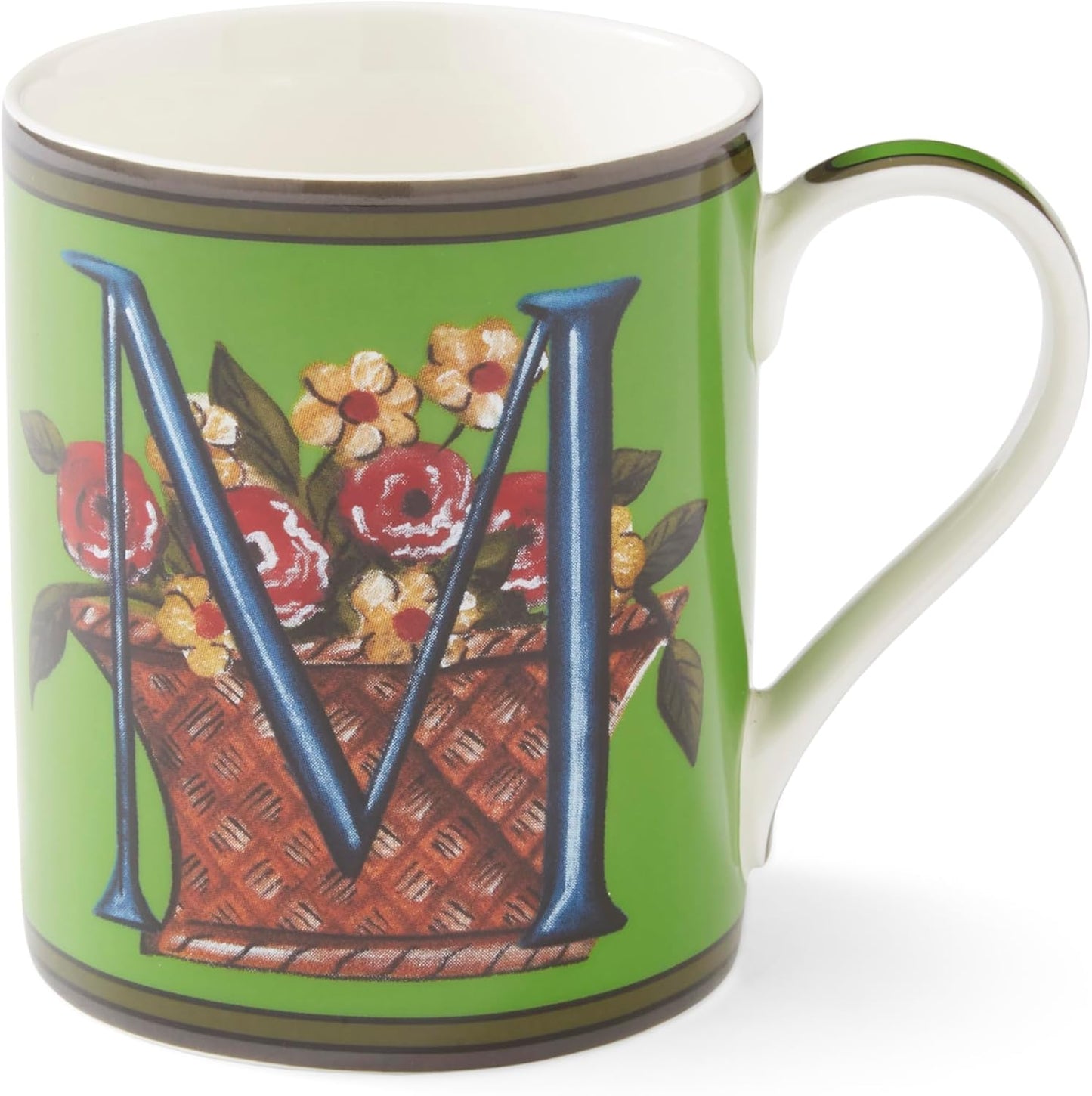 Spode Kit Kemp Alphabet Mug - Letter M Monogram in Fine China, 12oz Ceramic Coffee Cup for Hot Drinks, Personalized Drinkware for Unique Gifts, Dishwasher Safe Tea or Coffee Mug - Gift Box Included