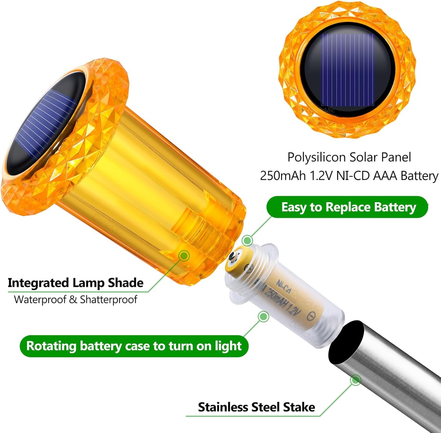 DenicMic Halloween Solar Lights Outdoor 10 Pack Orange LED Waterproof Yard Garden Patio Backyard Pathway Walkway Landscape Lawn Outside Fall Decorations Outdoor