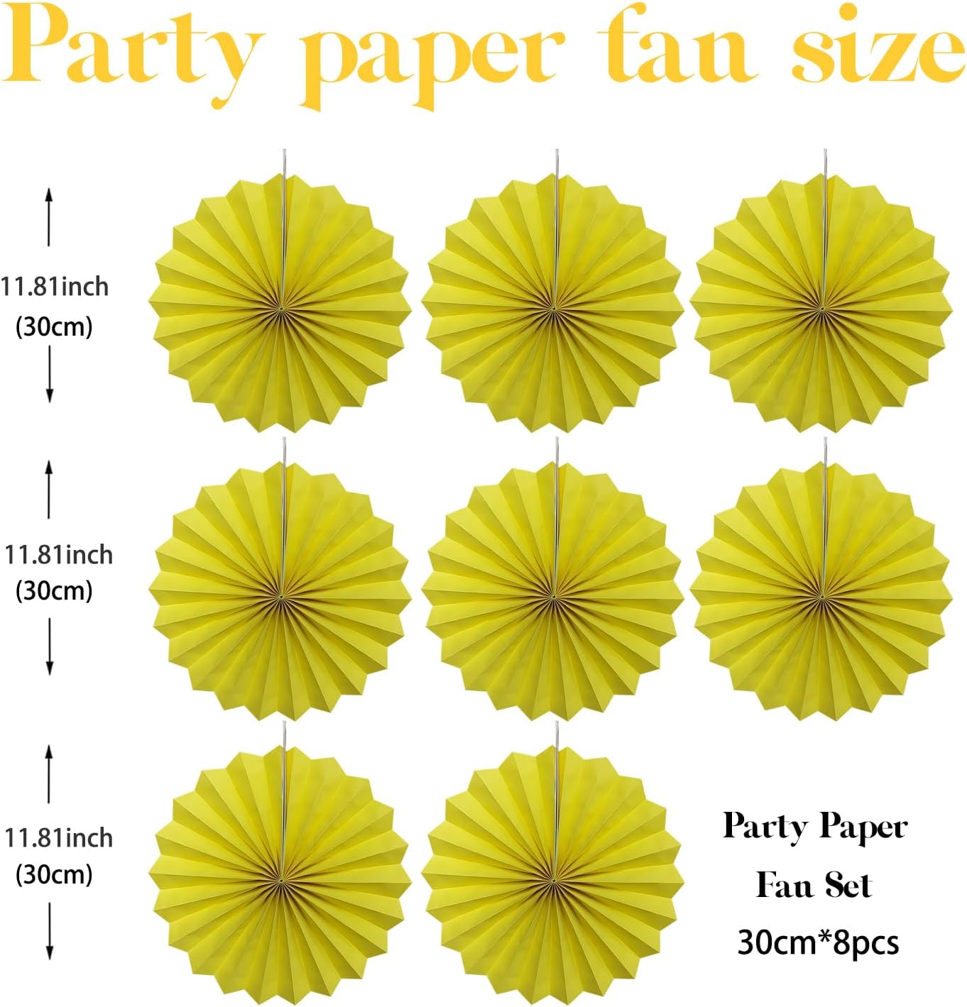 Yellow Party Decorations,Paper Decorations for Party,Lemon Decorations Party Paper Fans Bulk 12in,Anniversary Decorations for Part 30 Color DIY Set （Lemon Yellow）