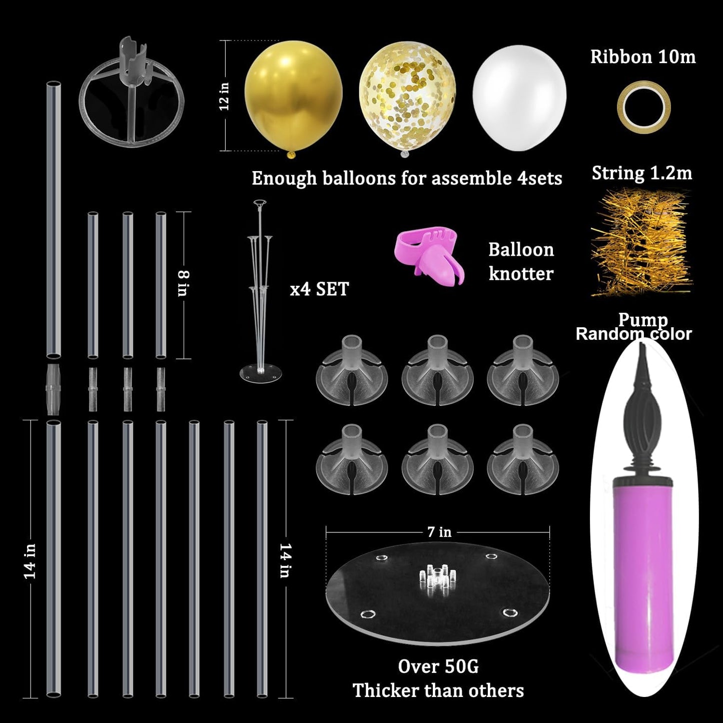 Gold Party Decorations Balloon Stand Centerpiece Table Decorations for Birthday Bridal Shower Graduation Wedding Anniversary Engagement Mother's Day Father's Day New Years 2025(Gold set4)