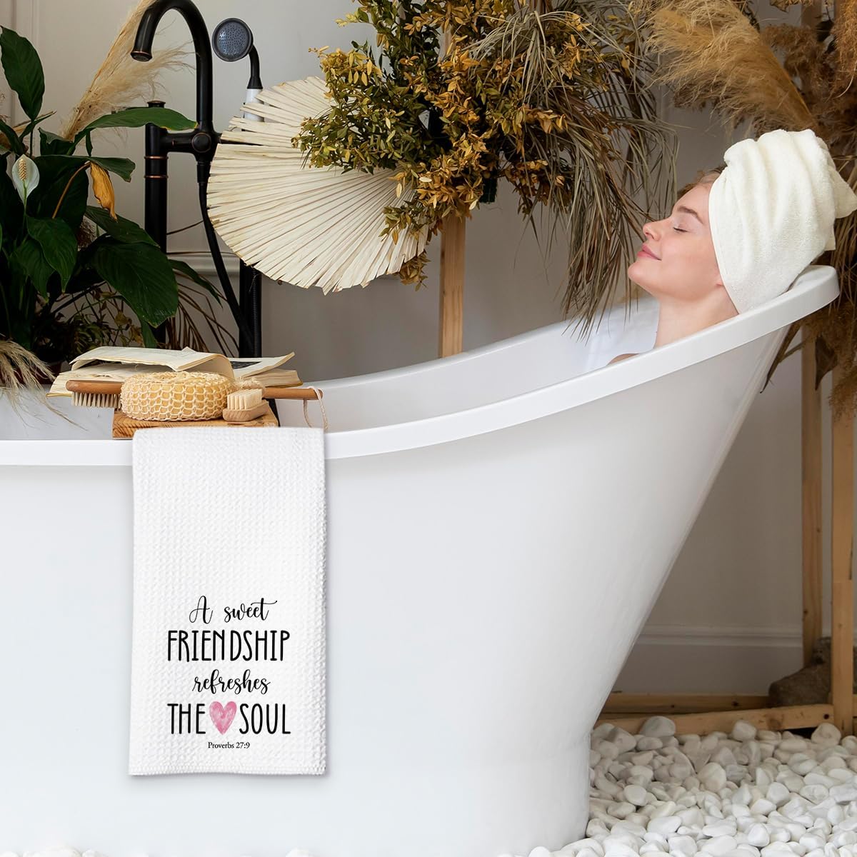 Friendship Kitchen Towel, A Sweet Friendship Refreshes The Soul, Christian Hand Towel Gift for Friend, Inspirational Tea Towel for Bathroom or Kitchen