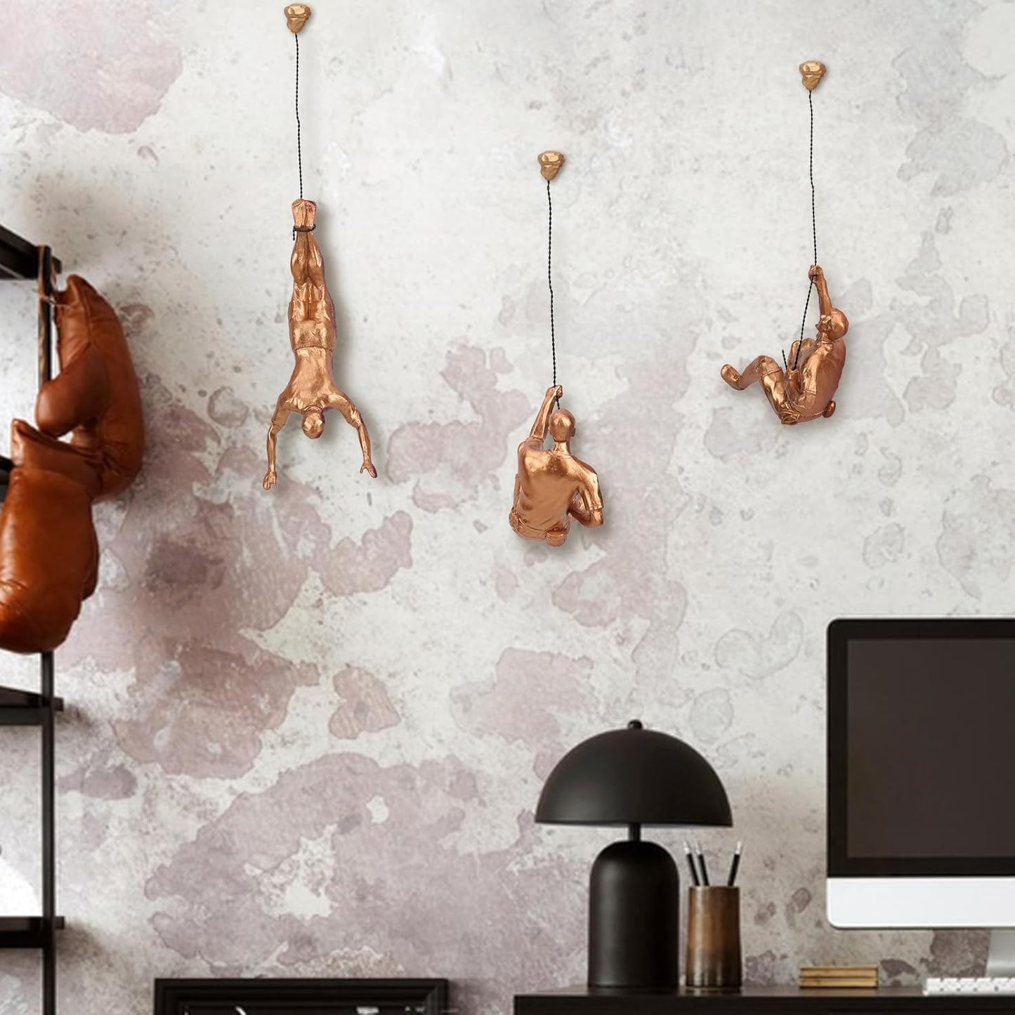 Large Set of 3 Climbing Men Wall Art Decor Sculpture,Nordic Modern Simplicity Decorative Wall Art, Climbing Man Sculptures,Home & Office Climber Gifts