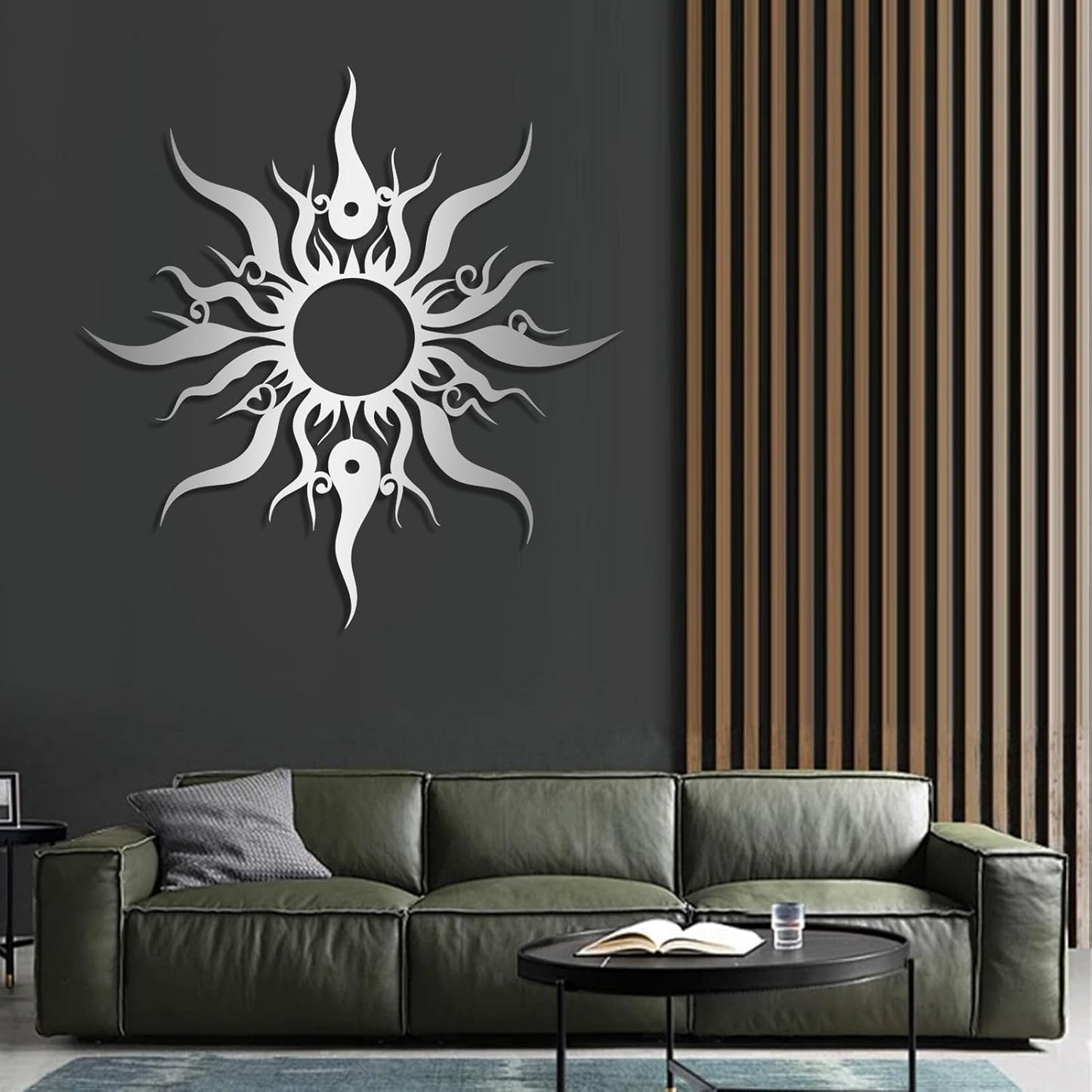 Hotuijxca Metal Wacky Sun Wall Art, Wacky Sun Metal Decor for Livingroom, Bedroom (White, 28"x27"/70x67cm, metal wall art)