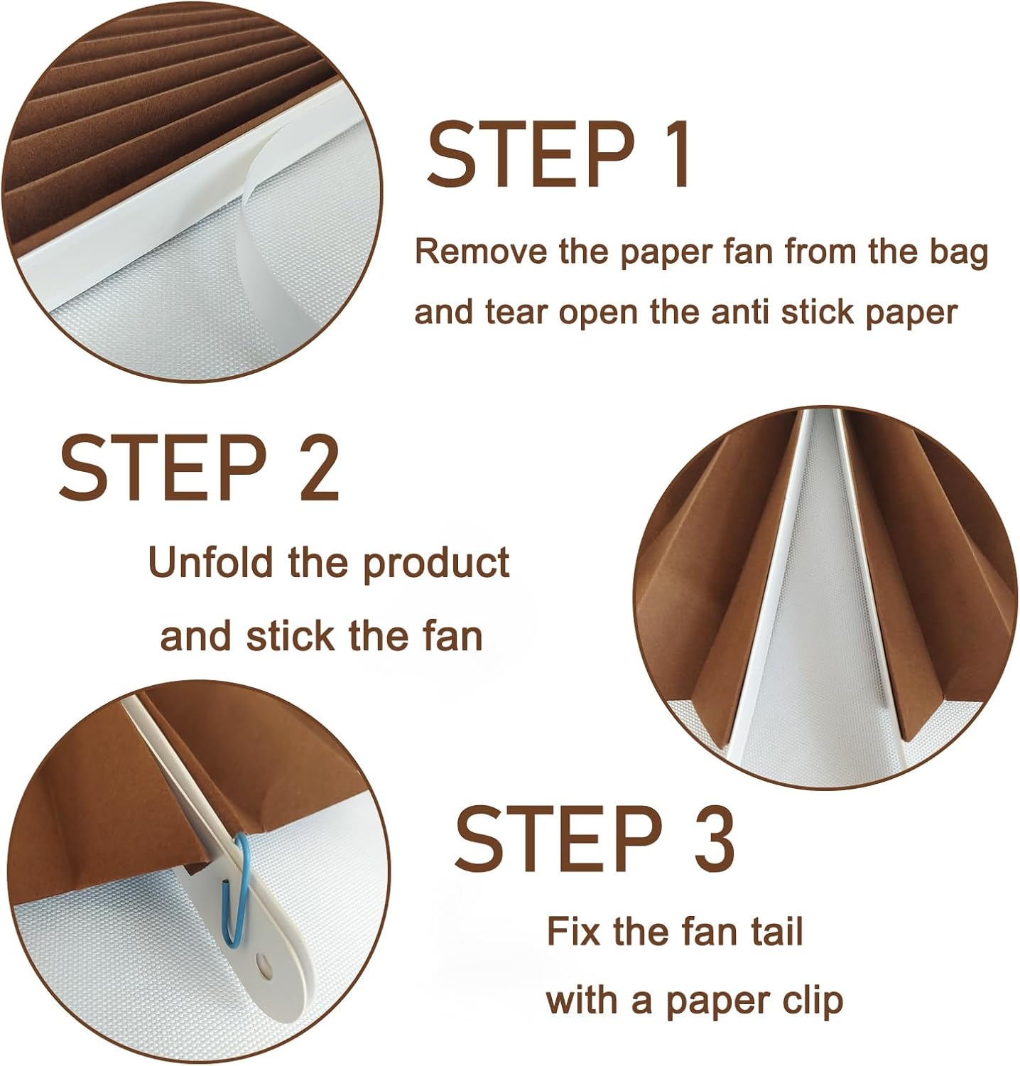 Brown Party Decorations,Brown Wedding Decorations for Party Events Accessories,Brown Birthday Decorations,Boho Party Decoration,Fall Decorations 8in Hanging Paper Fans 30 Color DIY Set(Brown)