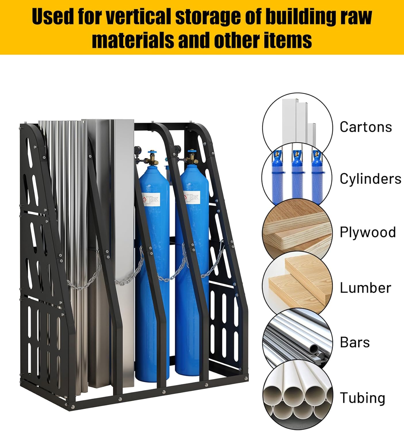 Vertical Bar Rack Standing Steel Vertical Long Parts Industrialized Large Capacity Storage Racks Rugged and Durable for Factories, Warehouses, Garages