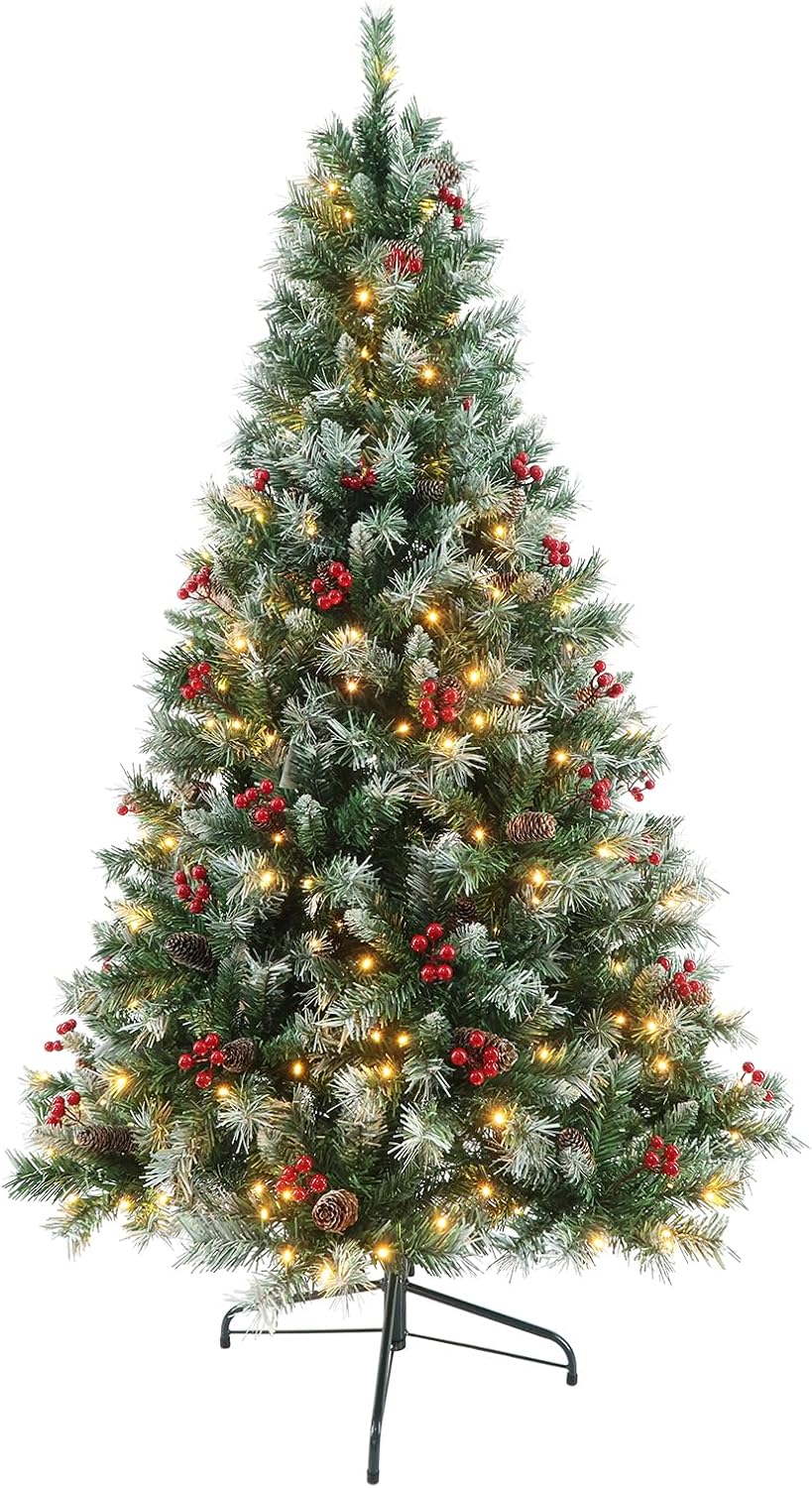 Prelit Christmas Tree with Lights 9ft - Premium Artificial Christmas Tree, with 2270 Branch Tips and 900 Warm Lightsm, Support Automatique, Easy Assembly,Perfect Choice for Xmas Decorations