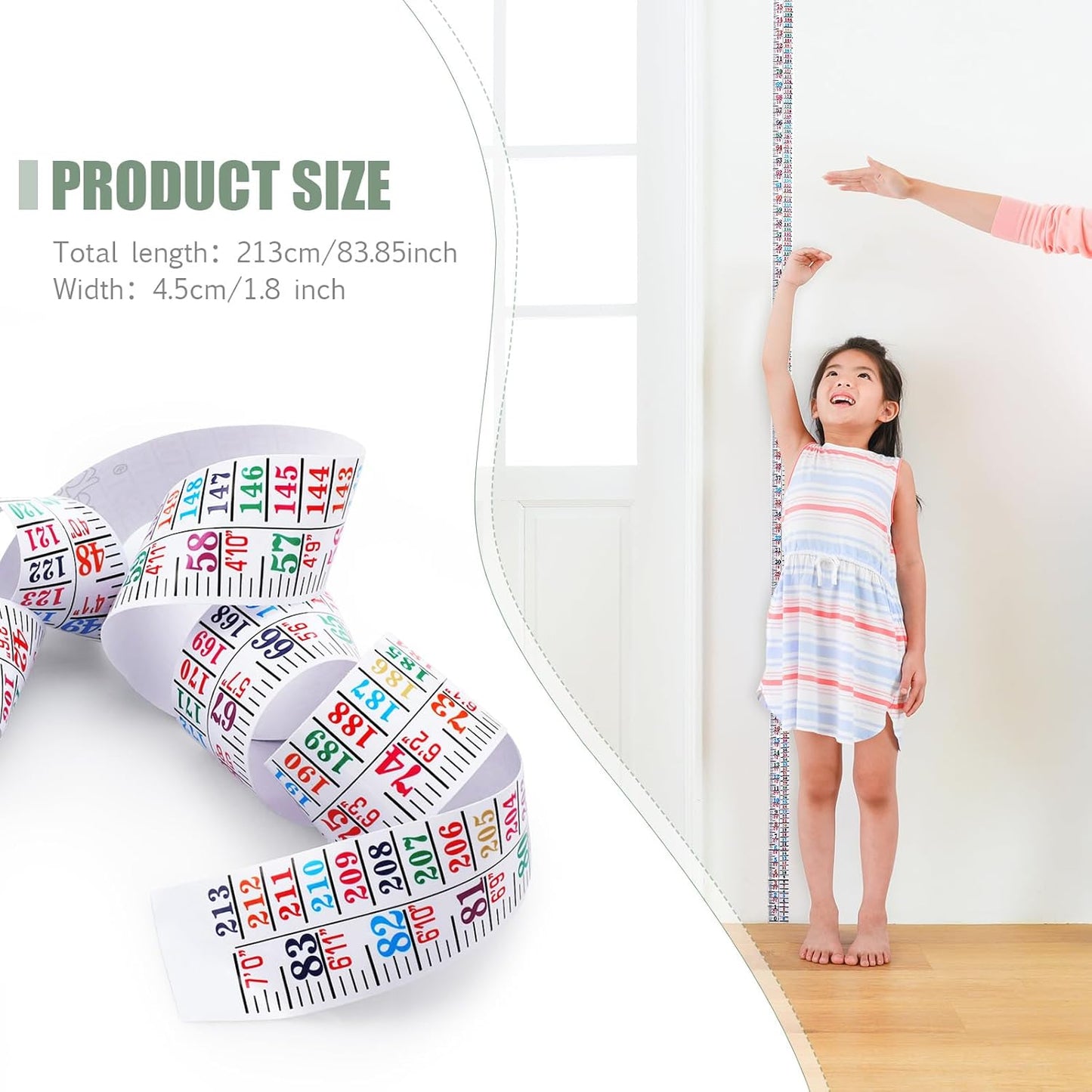 Tatuo Growth Chart Wall Labels Height Indicator Tape Ruler Growth Chart Decor Height Indicator Adhesive Ruler for Home Room Measuring(Colorful)