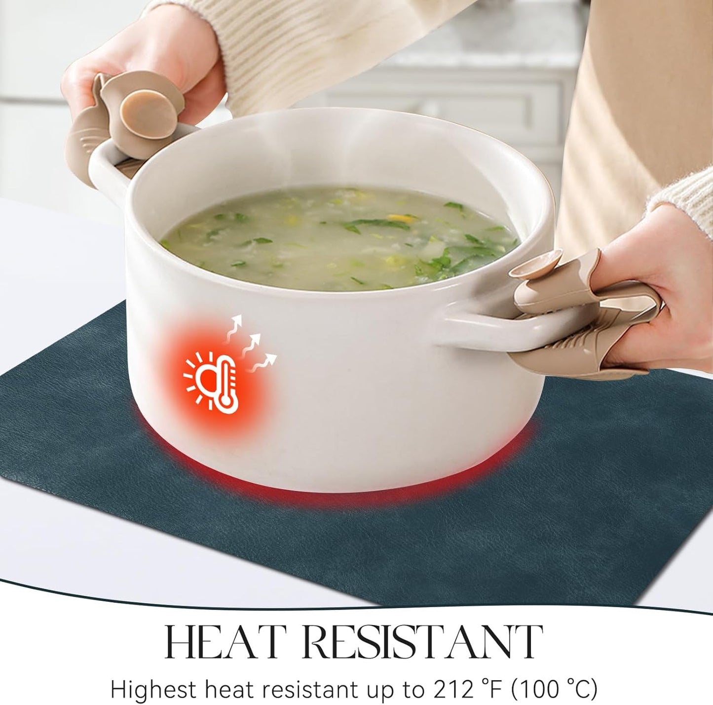 MOSAYT Vinyl Placemats Set of 8-12 X 17 Inch - Faux Leather 100% Waterproof Oil-Proof Wipeable PU Place Mats, Heat Resistant Reversible Table Mats for Kitchen, Dining, Outdoor (Navy Blue)