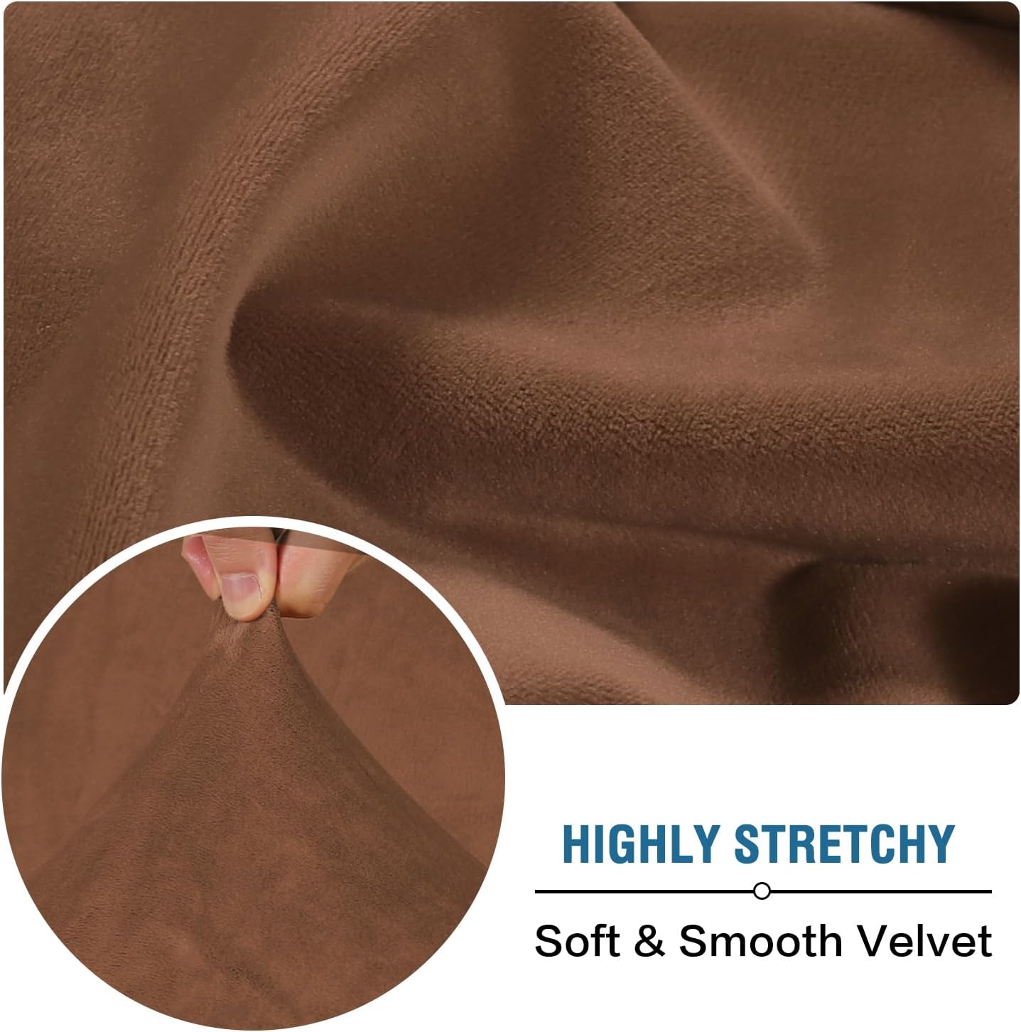 H.VERSAILTEX Velvet Stretch Individual Chaise Cover Sectional Couch Covers for L Shaped Sofa Both Left/Right Furniture Protector Seat Cushion Sofa Cover (1 Piece Chaise Cover, Caramel)