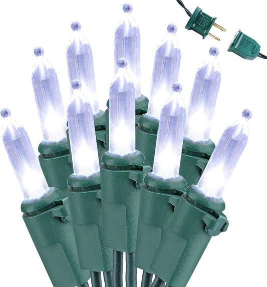 Brizled Christmas Lights, 33ft 100 LED End to End Connectable Mini Christmas String Lights, 120V UL Certified Cool White Xmas Tree Light Indoor Outdoor Mini Light Set for Xmas Tree Party Wedding Decor