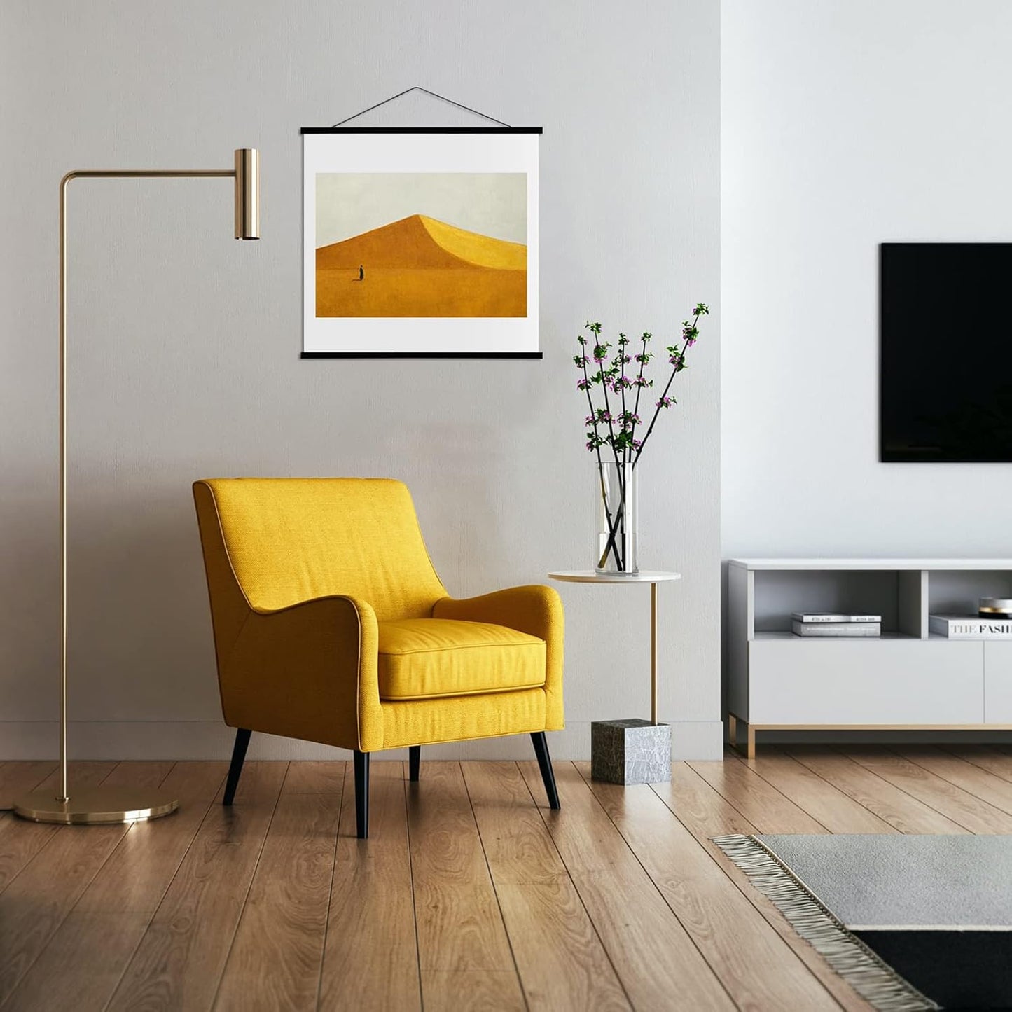 FALAMON Magnetic Poster Hanger Frame, 17x22 17x24 17x11 Teak Wood Magnet Poster Frame for Posters, Prints, Photos, Pictures, Maps, Scrolls, and Canvas Artwork(Black, 17")