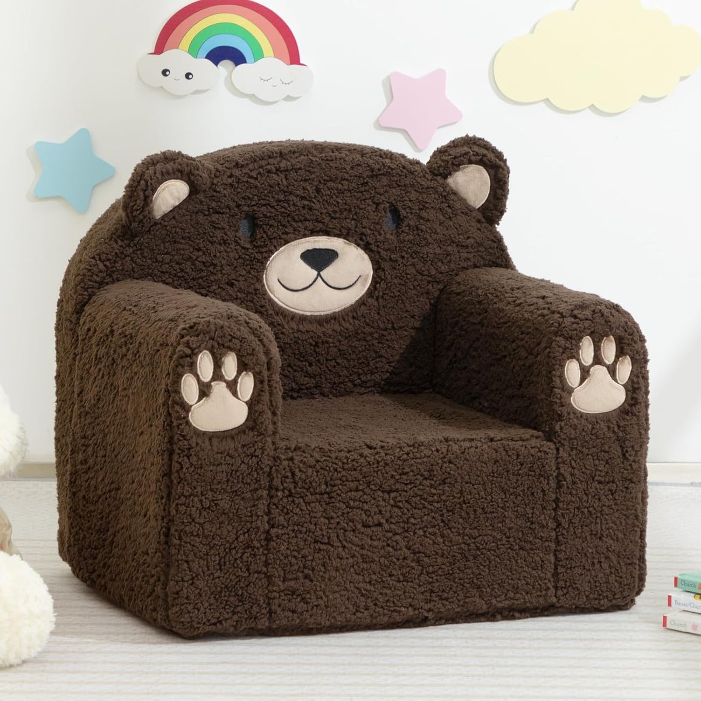 ALIMORDEN Animal Series Kid's Chair, Ultra-Soft Comfy Foam Filled Toddler Sofa Chair, Cute Animal-Shaped Design Toddler Couch, Lightweight Birthday for Baby Boys & Girls (Chocolate Bear)