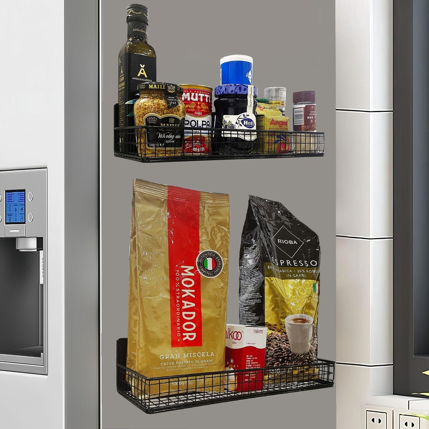 Bruda 2 Pack Large Magnetic Shelves Spice Rack Organizer for Washing Machine, Fridge, Refrigerator, Oven, Coffee Maker, Metal Peg Board 009