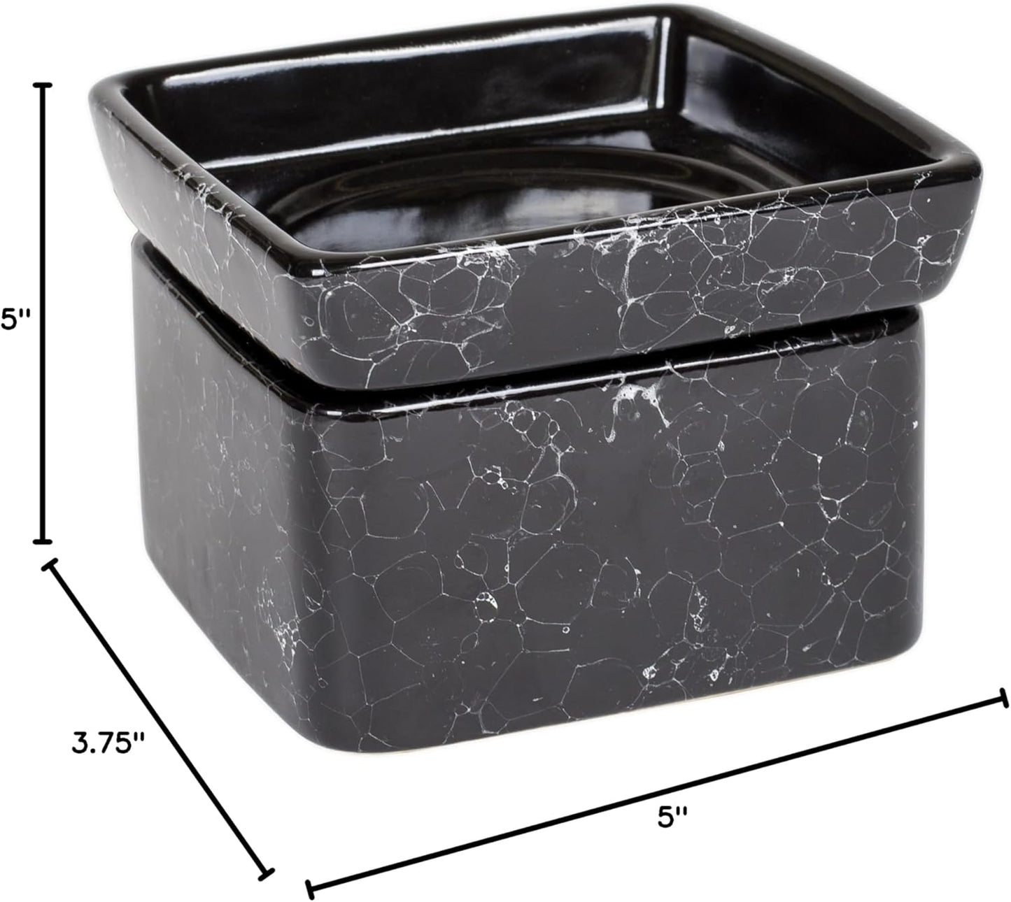 Black Ceramic Stoneware Electric 2-in-1 Tart Wax Oil Candle Warmer (1, Black Marble)