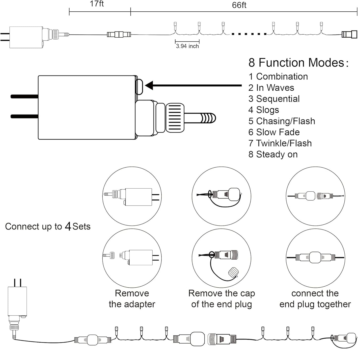 HOME LIGHTING 66ft Christmas Decorative Mini Lights, 200 LED Green Wire Fairy Starry String Lights Plug in, 8 Lighting Modes, for Indoor Outdoor Xmas Tree Wedding Party Decoration (Blue)