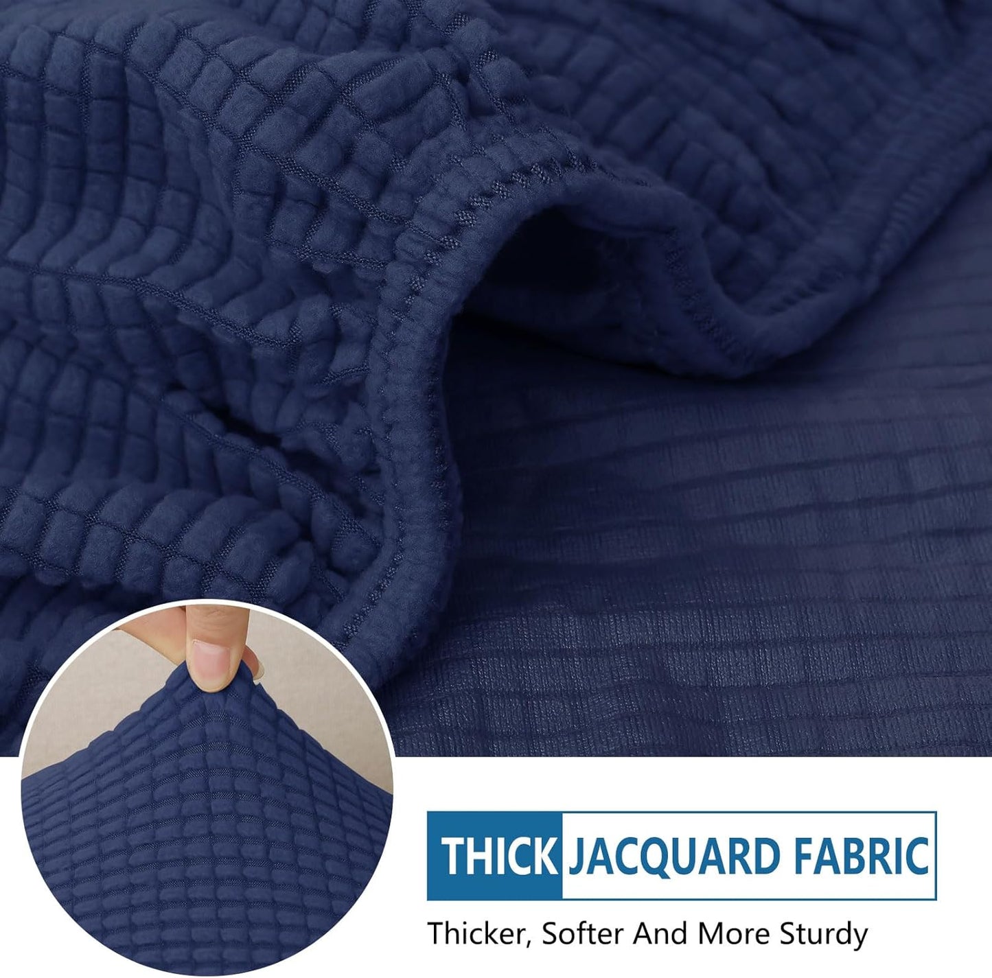 hyha Waterproof Couch Cushion Covers for Pets, Non Slip Sofa Seat Cover for Dogs Washable, Soft Thick Stretch Jacquard Fabric, Sofa Slipcovers with Elastic Bottom (2 Pieces, Navy)