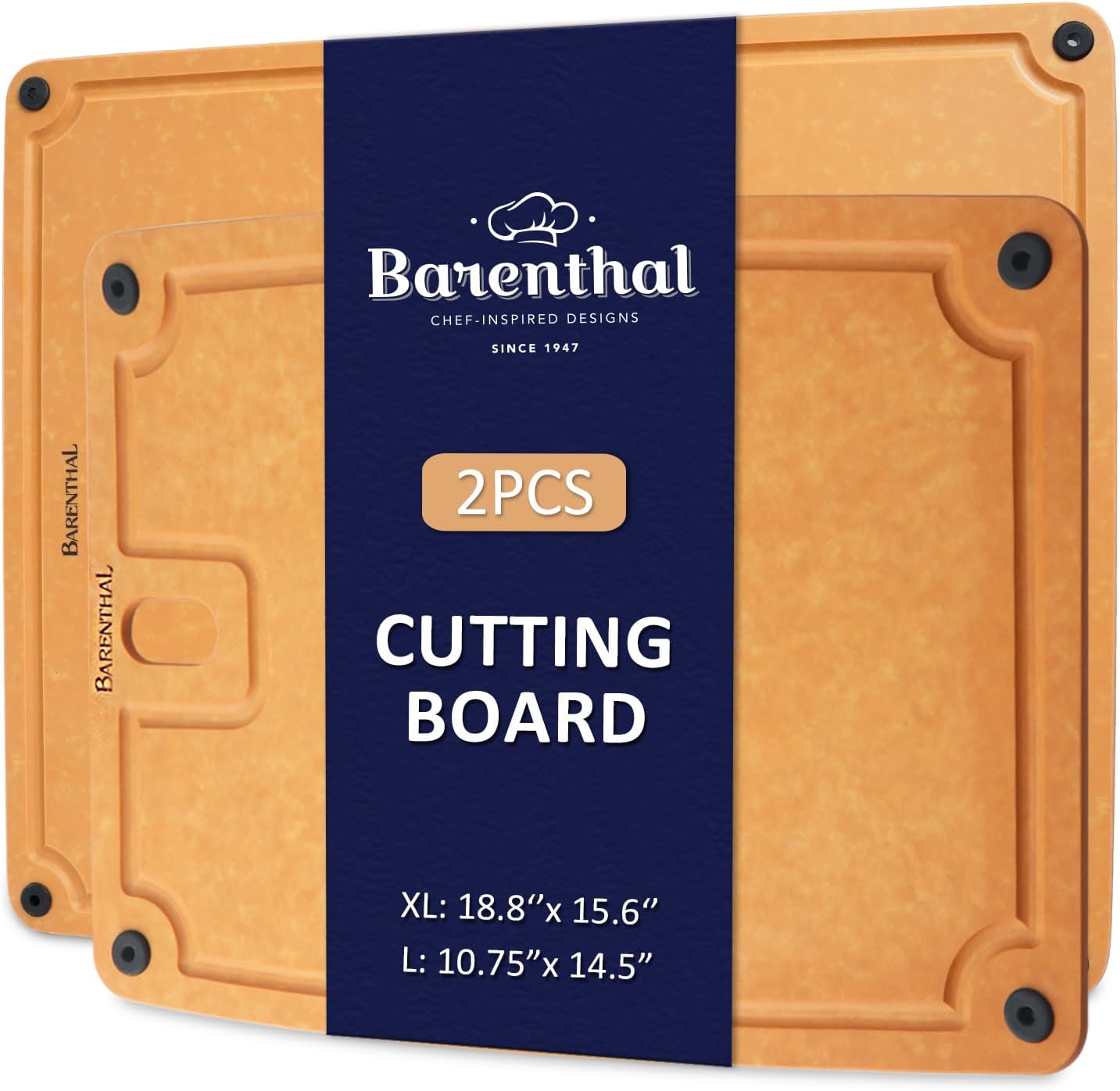 Large cutting boards for kitchen dishwasher - 2PC cutting board set double-sided with Non-Slip Feet and Juice Groove Composite chopping board for kitchen knife Friendly XL(18.8")+L(14.5")