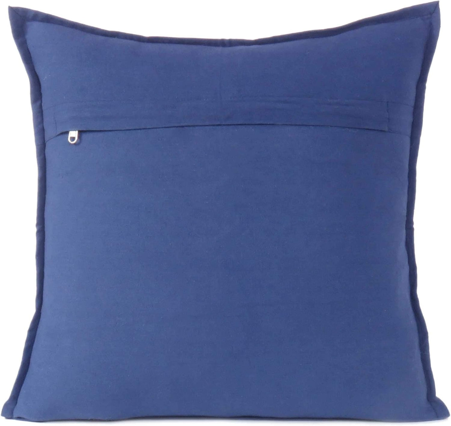 Eyes of India Embroidered Decorative Boho Throw Pillow Cover with Mirrors, Handmade Bohemian Accent Cushion Case for Sofa Couch Bedroom Living Room (Blue, 24" x 24")