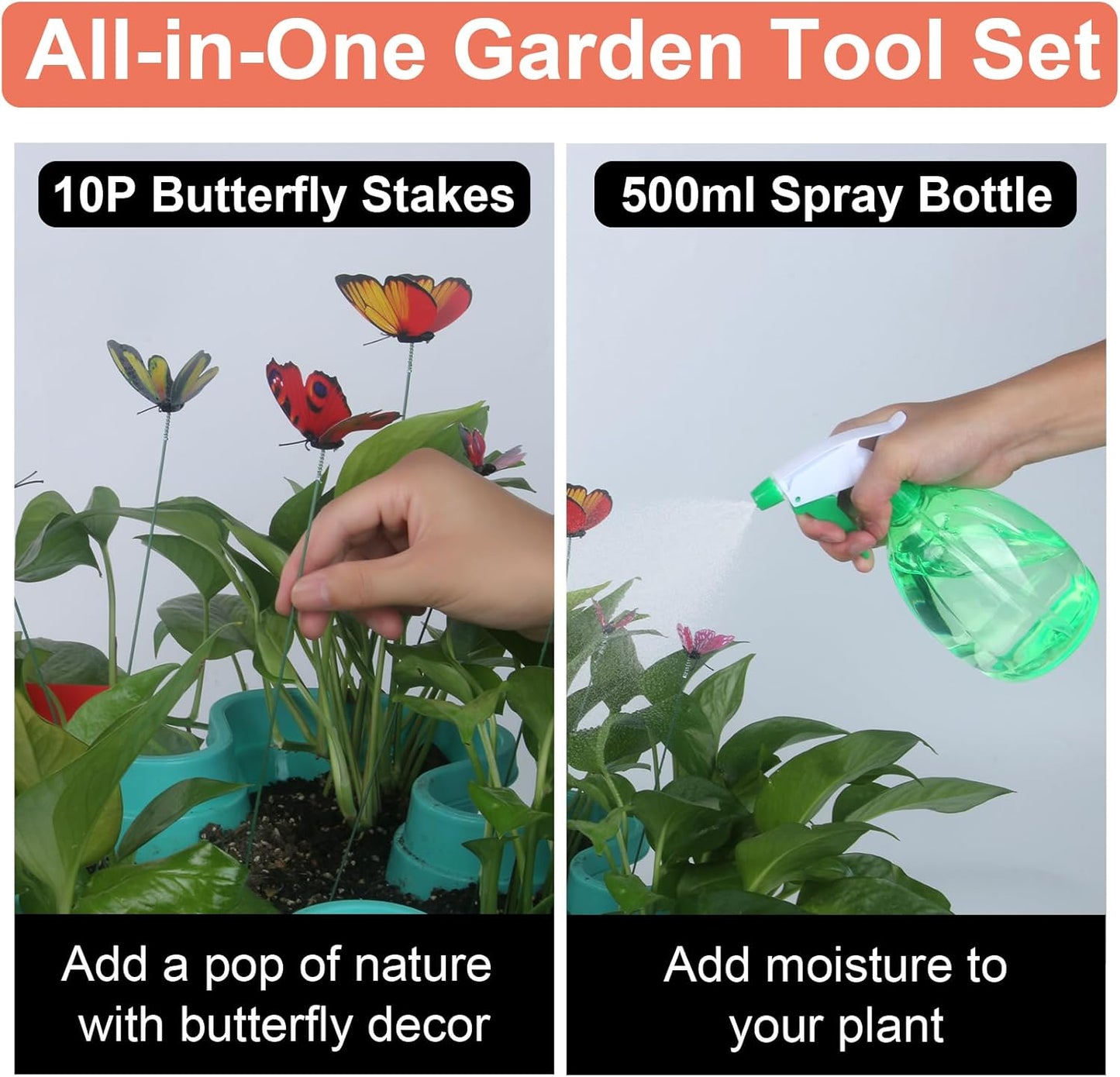 Vertical Planter, 7 Tier Stackable Strawberry Planter with Garden Tool Set, Movable Indoor/Outdoor Garden Herb Pot for Growing Vegetables and Succulents, Teal