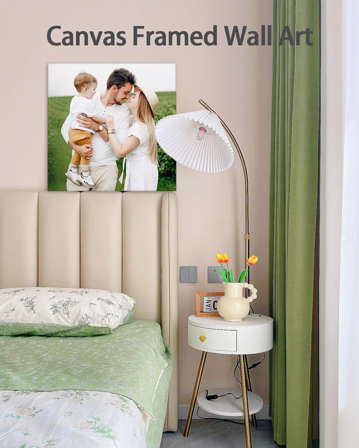 Personalized Custom Canvas Wall Art, Custom Canvas Prints with Your Photos for Living Room, Bedroom, Wedding Pet Baby Family Photo Framed Wall Art, Customized Photo Gift for Family，Friend，Lover，Pet