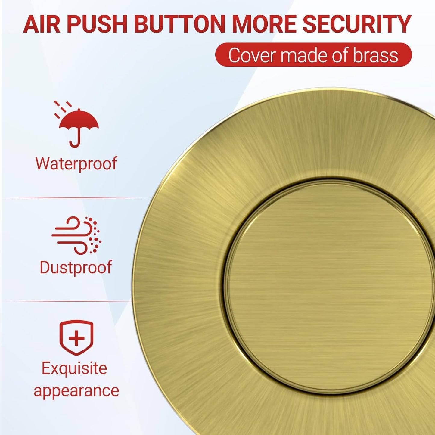 APIELE Garbage Disposal Air Switch Kit, Sink Top Push Button Switch for Food Waste Disposer, UL Listed 3.6" Long On/Off Air Button (Matte Rose Gold)