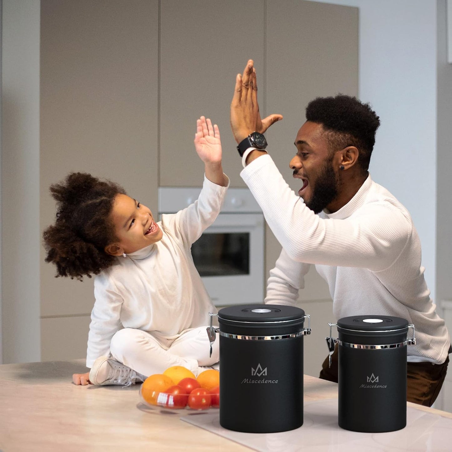 35OZ Coffee Canister for ground coffee with Date Tracker,One Way Co2 Valve 304 Stainless Steel Kitchen Food Airtight storage container for Coffee Beans or Grounds, Sugar Black