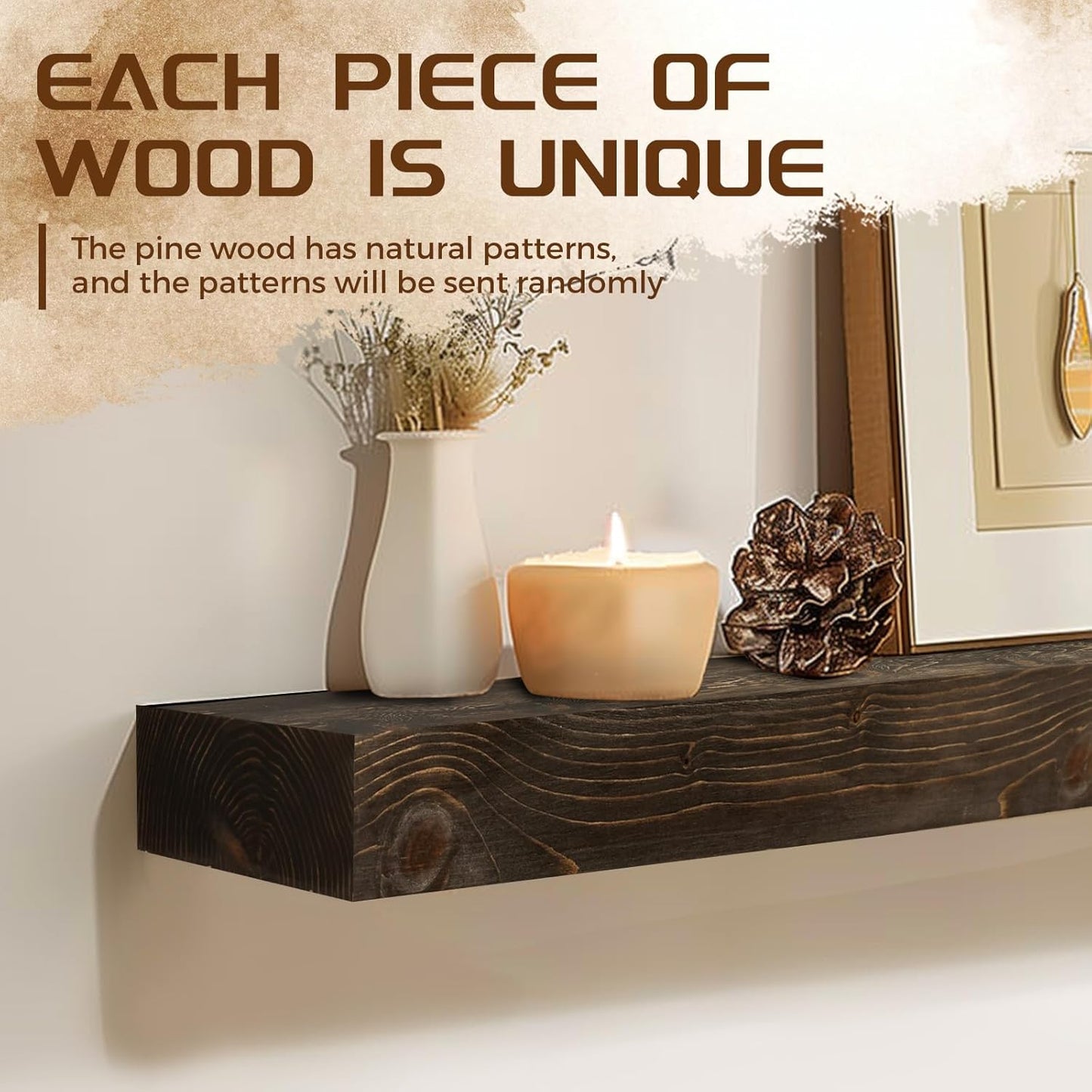 60x8x3 Fireplace Mantel - Solid Rustic Wood - Wall Mounted Floating Shelf with Invisible Heavy Duty Steel Bracket (Weathered Black)