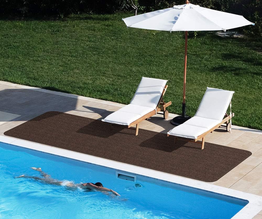 House, Home and More Indoor Outdoor Double-Ribbed Carpet Runner with Skid-Resistant Rubber Backing - Bittersweet Brown - 4 Feet x 20 Feet