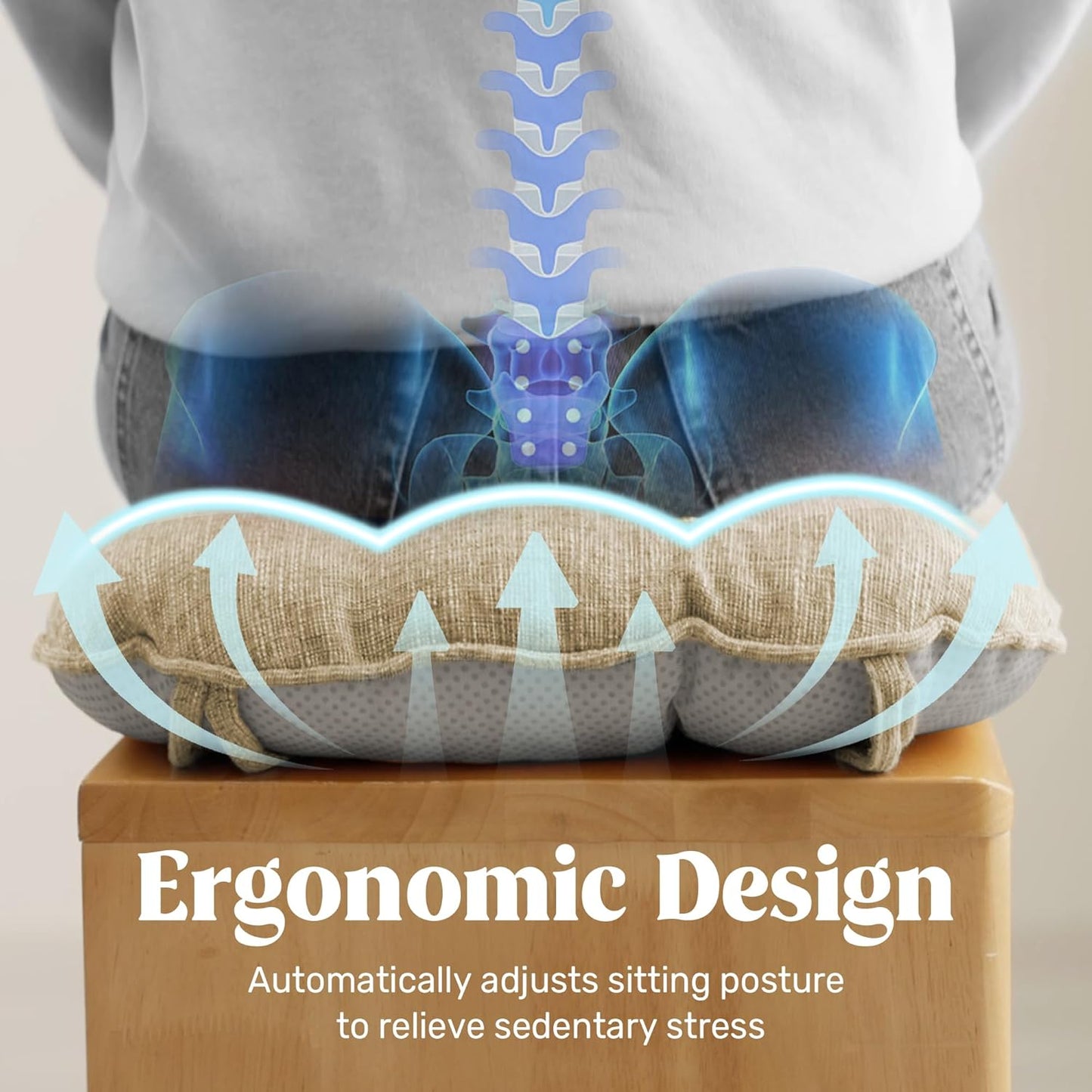 puredown® Chair Cushions for Dining Chairs, Tufted Memory Foam Chair Pads with Non-Slip Backing, Kitchen Seat Cushions with Ties, Washable Seat Pad Set of 4, 15.5" x 15.5" x 4", Khaki