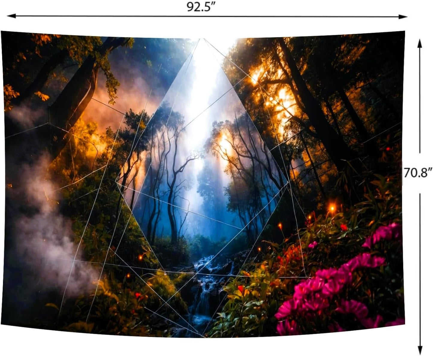 Delur Forest Tapestry Tree of Life Misty Tropical Rainforest Tapestry Wall Hanging Mystical Colorful Spiritual Psychedelic Nature Landscape Headboard for Bedroom Living Room Home Decor (70.8" x 92.5")