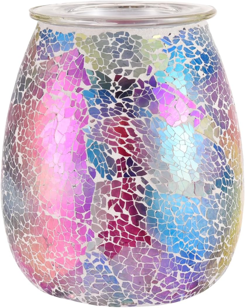Dicimi Seven Color Mosaic Candle Heater, Glass Wax Melt Heater, Electric Fuel Burner - Incense Wax Cube Melting and Burner - Home Electric Air Freshener Art Present (Seven Color Tempered)