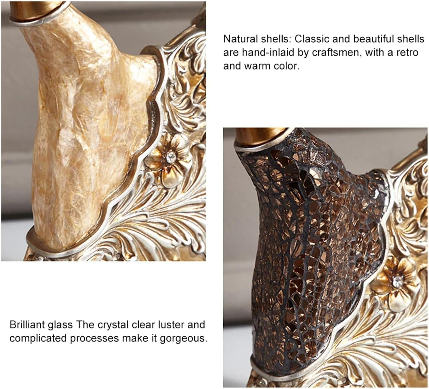 homary 3PCS Peacock Dancer Figurines Statue Vintage Romantic Resin Sculpture Set Decorative Ornaments for Office Desktop Bookshelf Decor, Gold