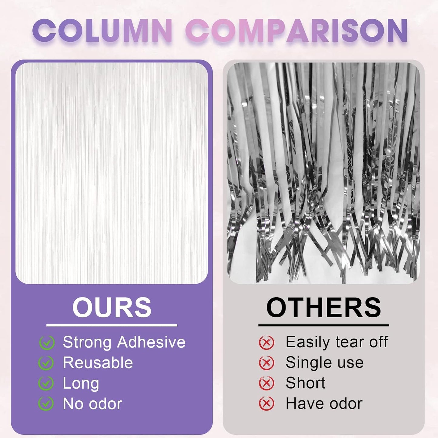 3 Pack 3.3x8.2 Feet White Foil Fringe Backdrop Curtains, Tinsel Streamers Birthday Party Decorations, Fringe Backdrop for Graduation, Baby Shower, Gender Reveal, Disco Party