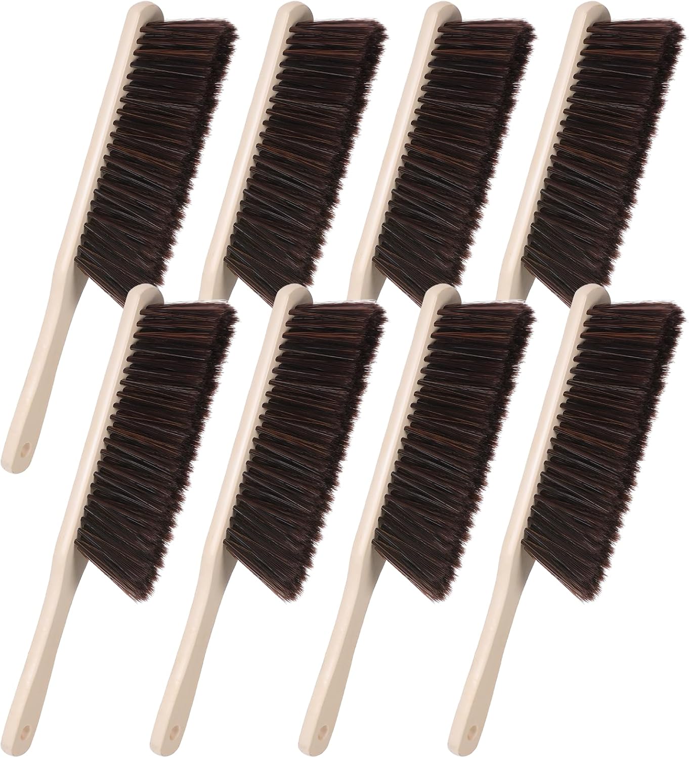 8 Pieces Woooden Dust Brush Hand Broom Bulk Bench Brush with Long Wood Handle Soft Bristle Whisk Broom for Counter Bed Sofa Bench Car Fireplace Clothes Household Cleaning