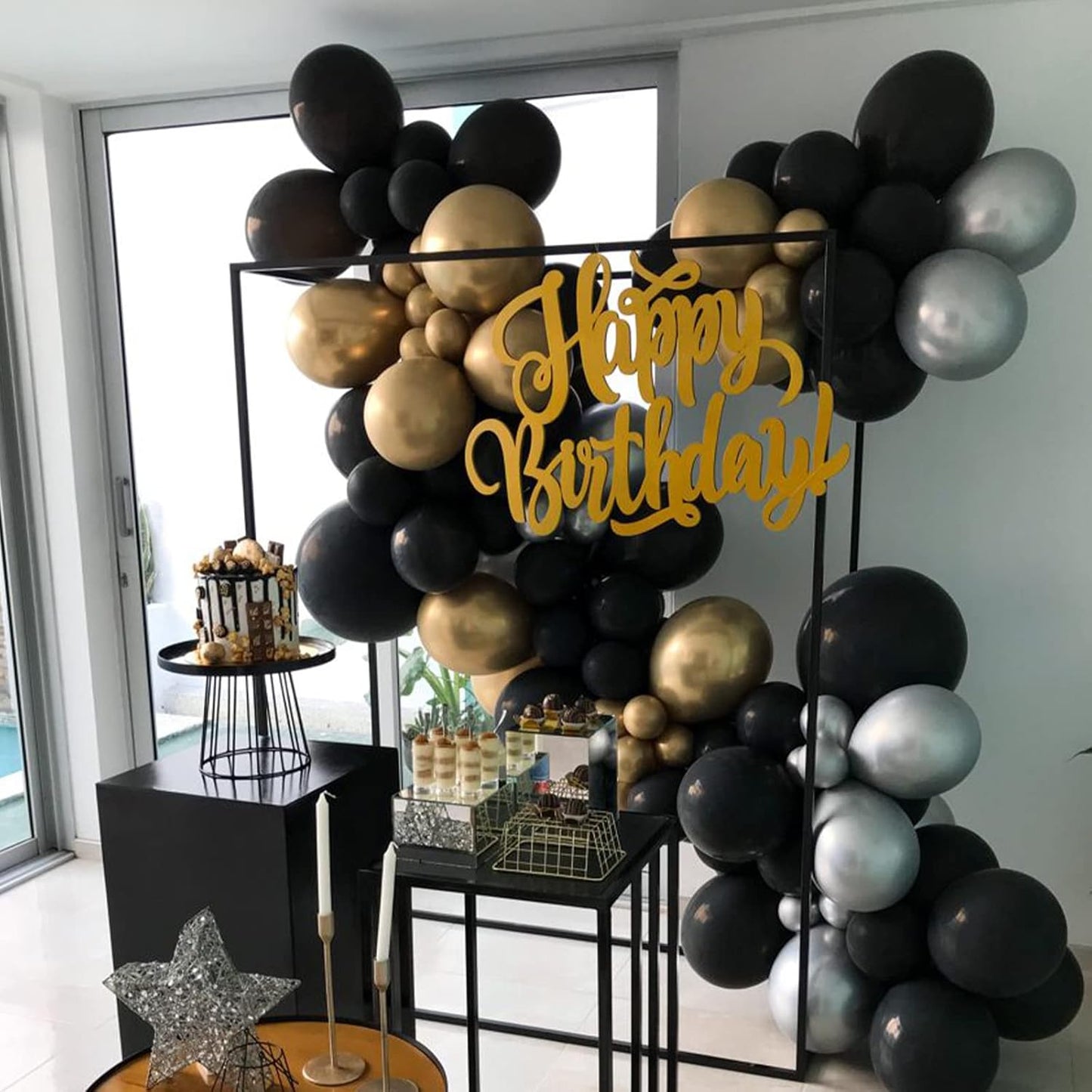 130pcs Black Balloons Different Sizes 18" 12" 10" 5" Party Latex Balloons for Birthday Graduation Baby Shower Anniversary New Year Holiday Party Decorations