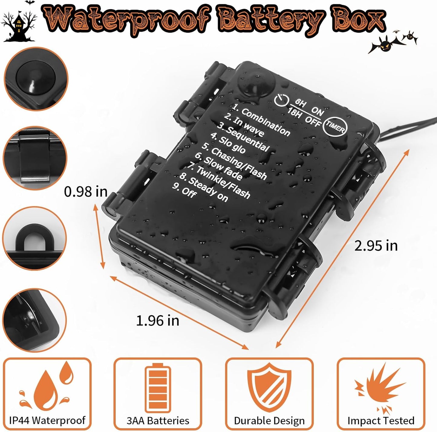 Halloween Horror Atmosphere Lights, Orange&Purple LED String Lights with 9.9FT Creepy Black Gauze, Battery Powered with Timer & 8 Flashing Modes (Orange & Purple)